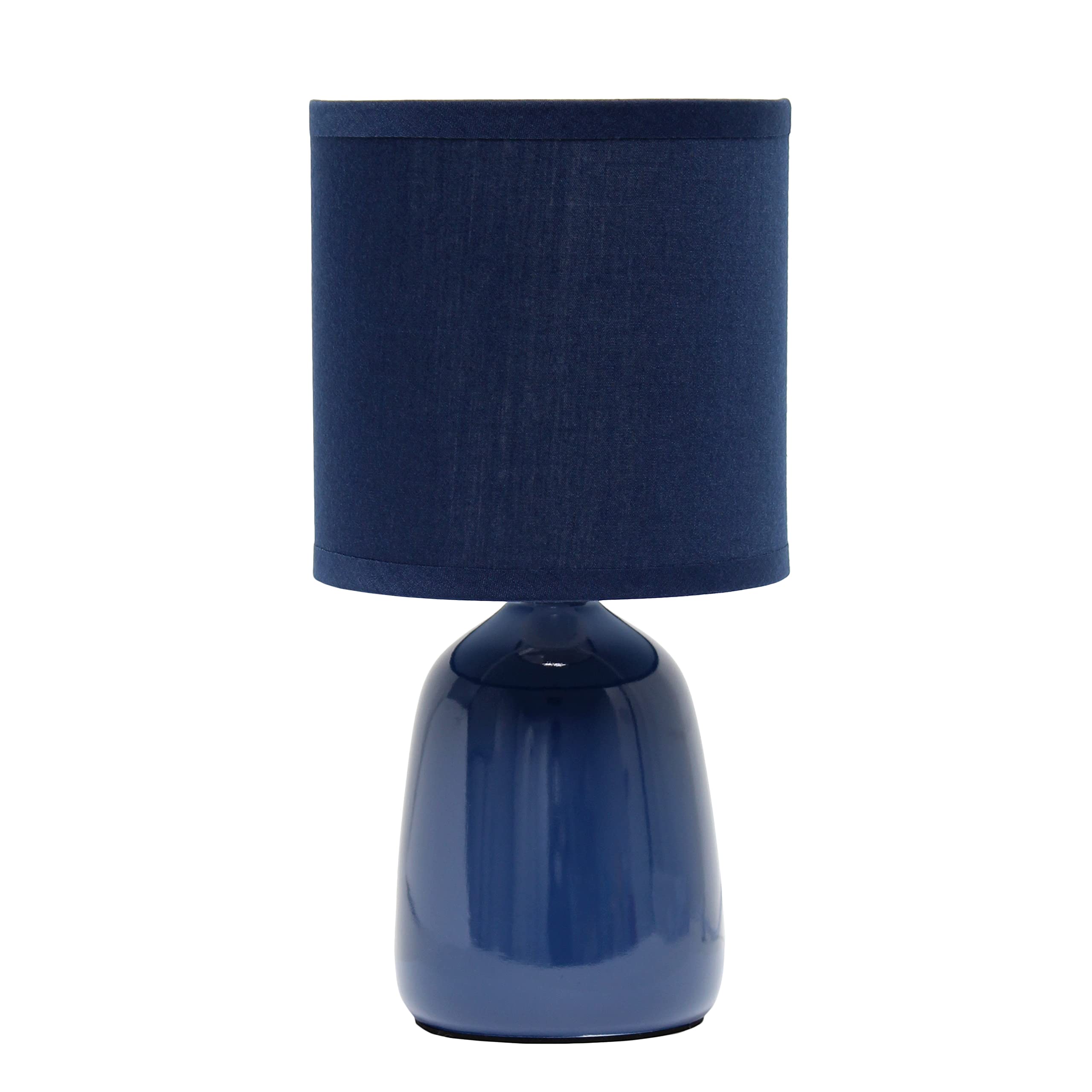 Simple Designs LT1134-NAV 10.04 Tall Traditional Ceramic Thimble Base Bedside Table Desk Lamp w Matching Fabric Shade for Home D
