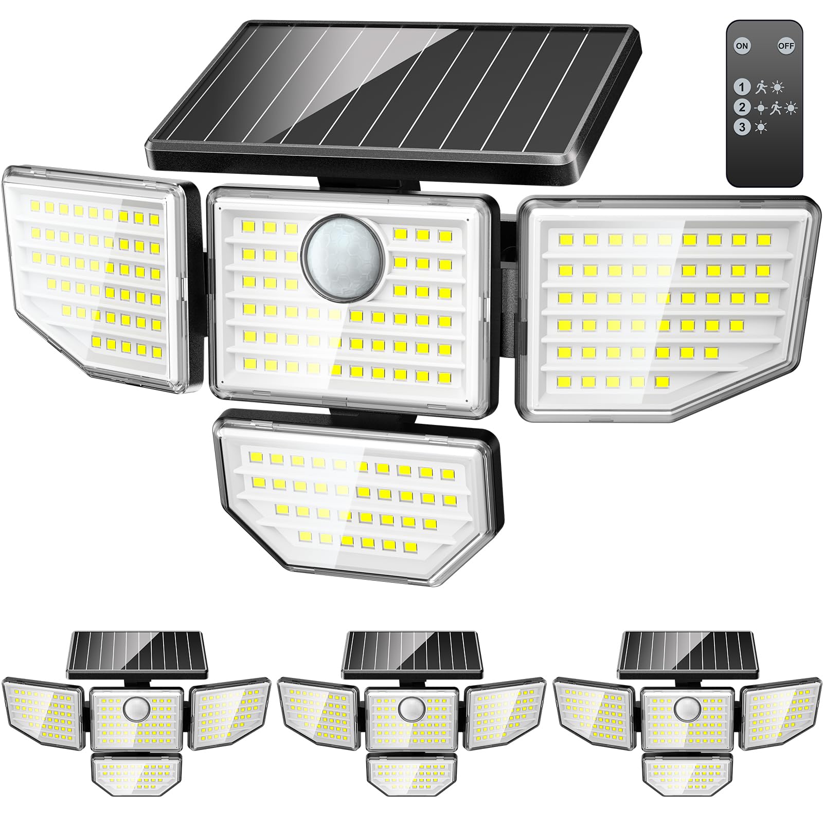 Adewalk Outdor Security Solar Light -4Pack 188 LED Solar Motion Sensor Light, IP65 Waterproof Powered Light for Outsidt Home Dar