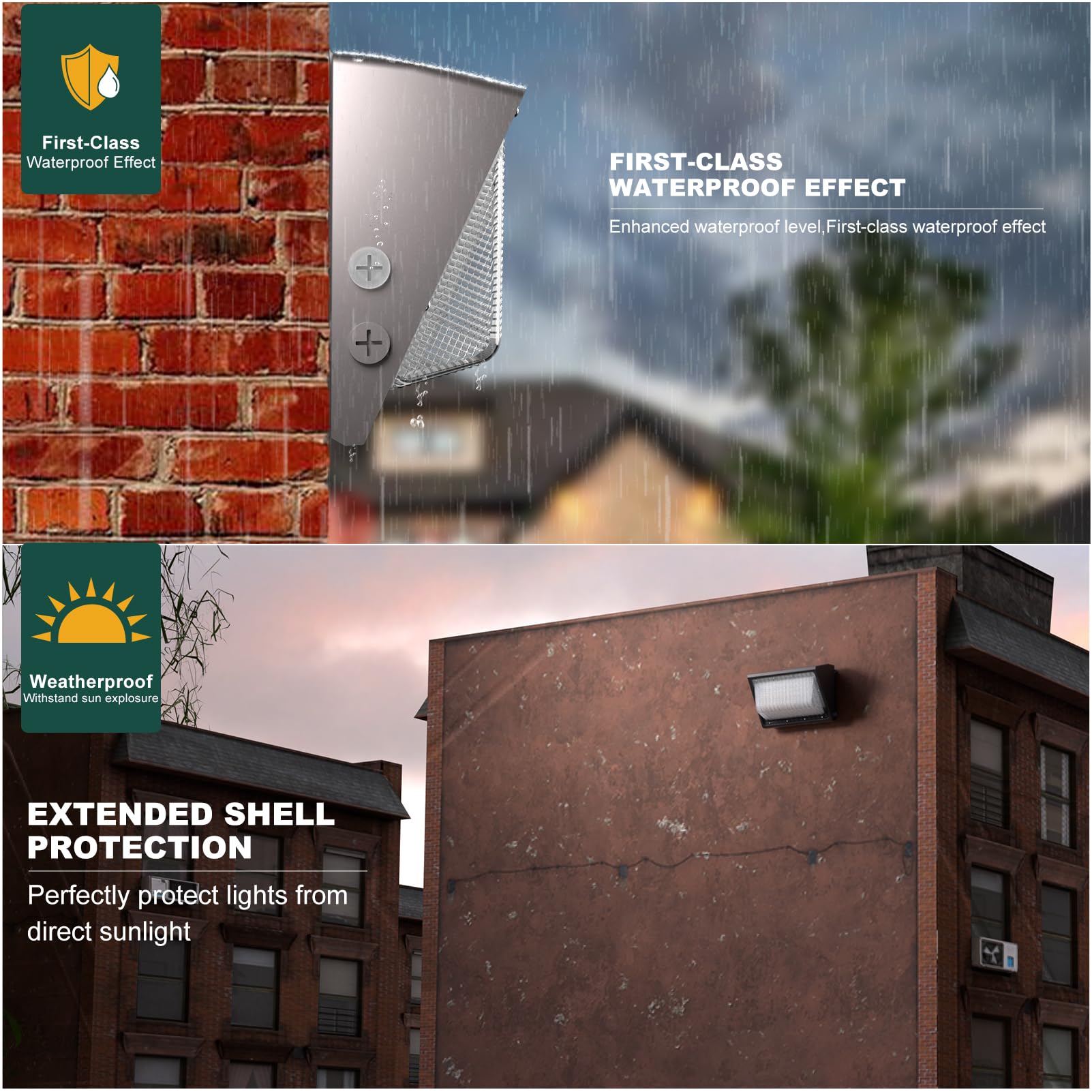 Acohook 6Pack 150W Led Wall Pack Lights, 100-277V Dusk To Dawn With Photocell, 22500Lm 5000K Daylight Ip65 Waterproof Wall Mount Outdoor Security Lighting Fixtures, Energy Saving-Brown