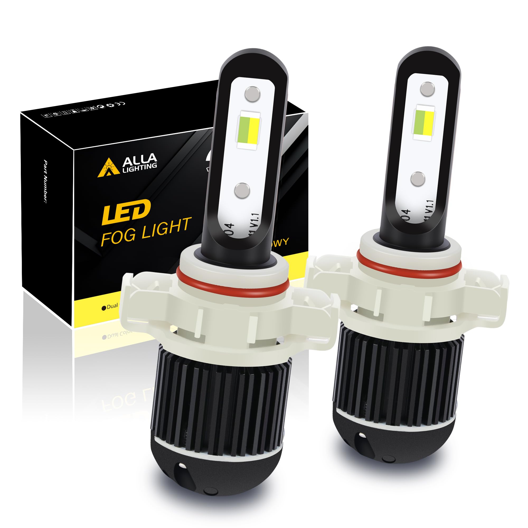 Alla Lighting 5200Lm 5201 Drl Ps19W 5202 Led Switchback Fog Lights Or Drl Bulbs  2-Color 6000K Xenon White/3000K Yellow 12085C1 Ps24W Ff 12V Daytime Running Lights Lamps Replacement