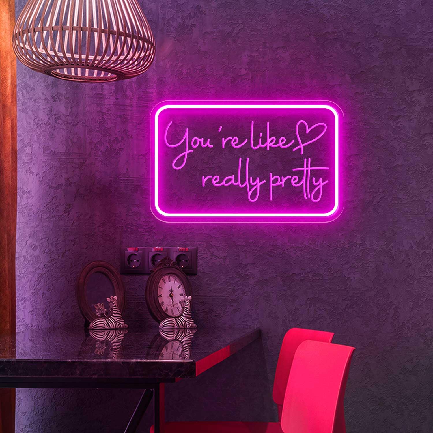 PSPCBS Neon Sign - LED Wall Decor, USB Powered, Adjustable Brightness, 10x16 inches, Acrylic, Pink-Pretty