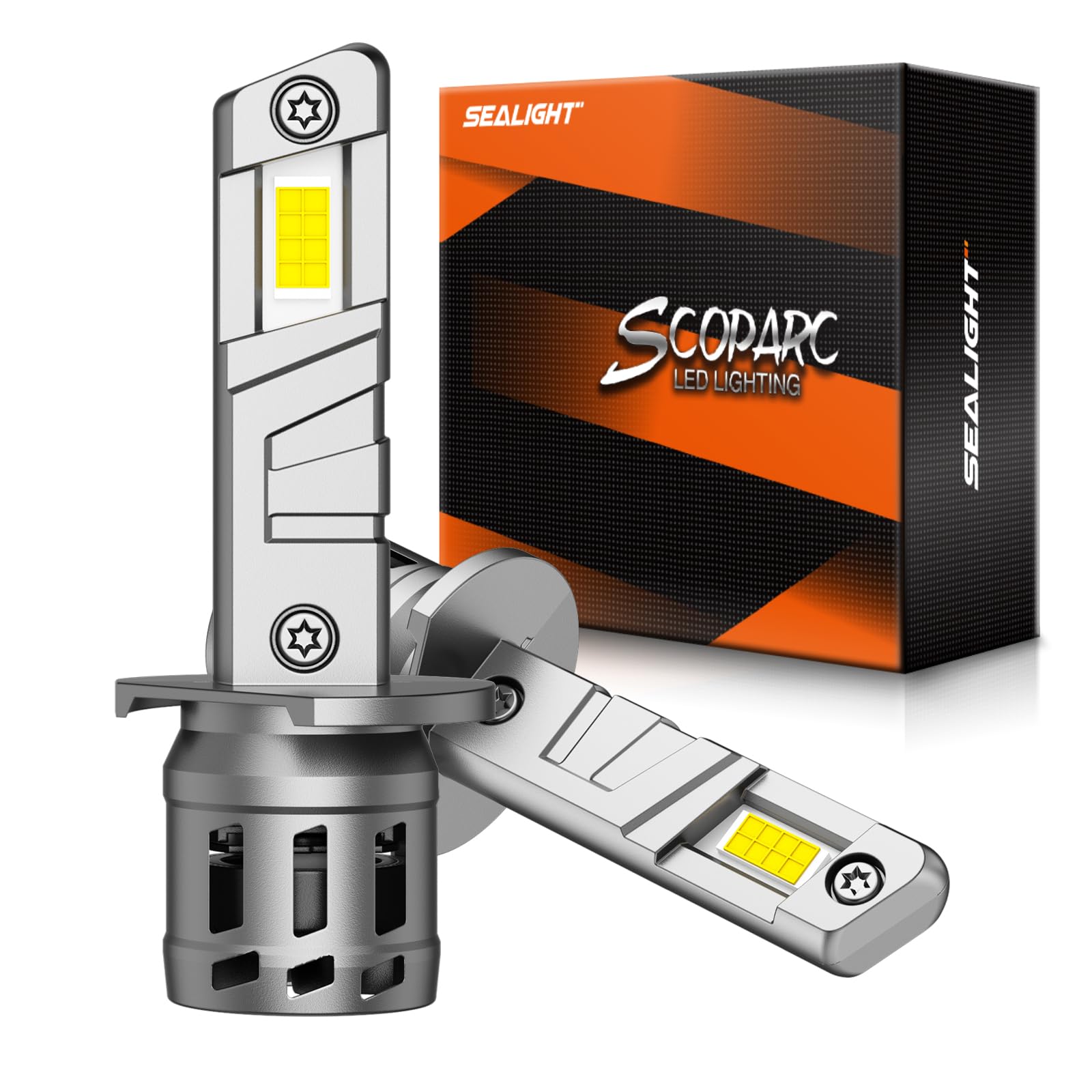 SEALIGHT H1 Fog Light Bulbs, 30000LM 6500K, Mini Size, 60000+ Hours Lifespan, Pack of 2, White
