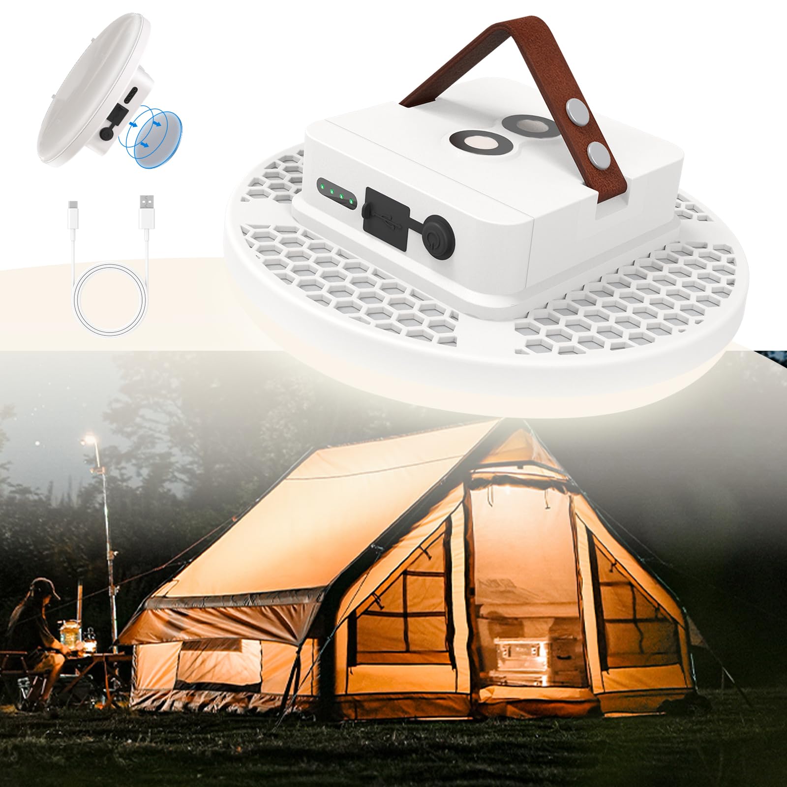 Amkulop Tent Light Rechargeable Lantern Ultra Bright LED Waterproof 60W White Model Amkulop-X50-W