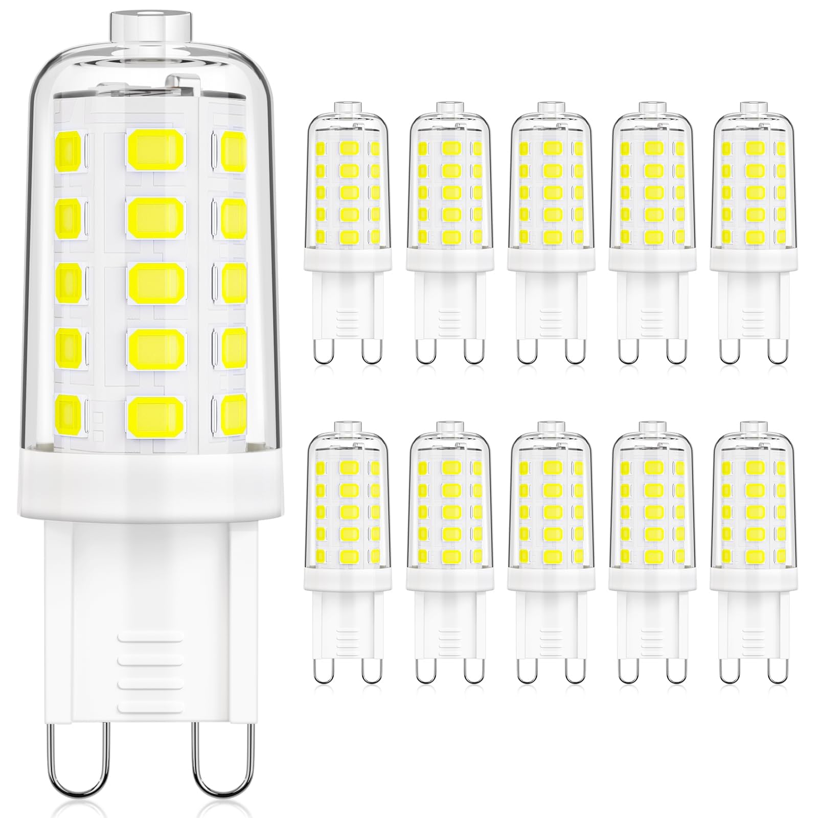 Maxvolador G9 Led Bulb Dimmable, Daylight White 6000K, 40W T4 Halogen Equivalent, Bi Pin Base 4W Light Bulbs For Chandelier Ligh