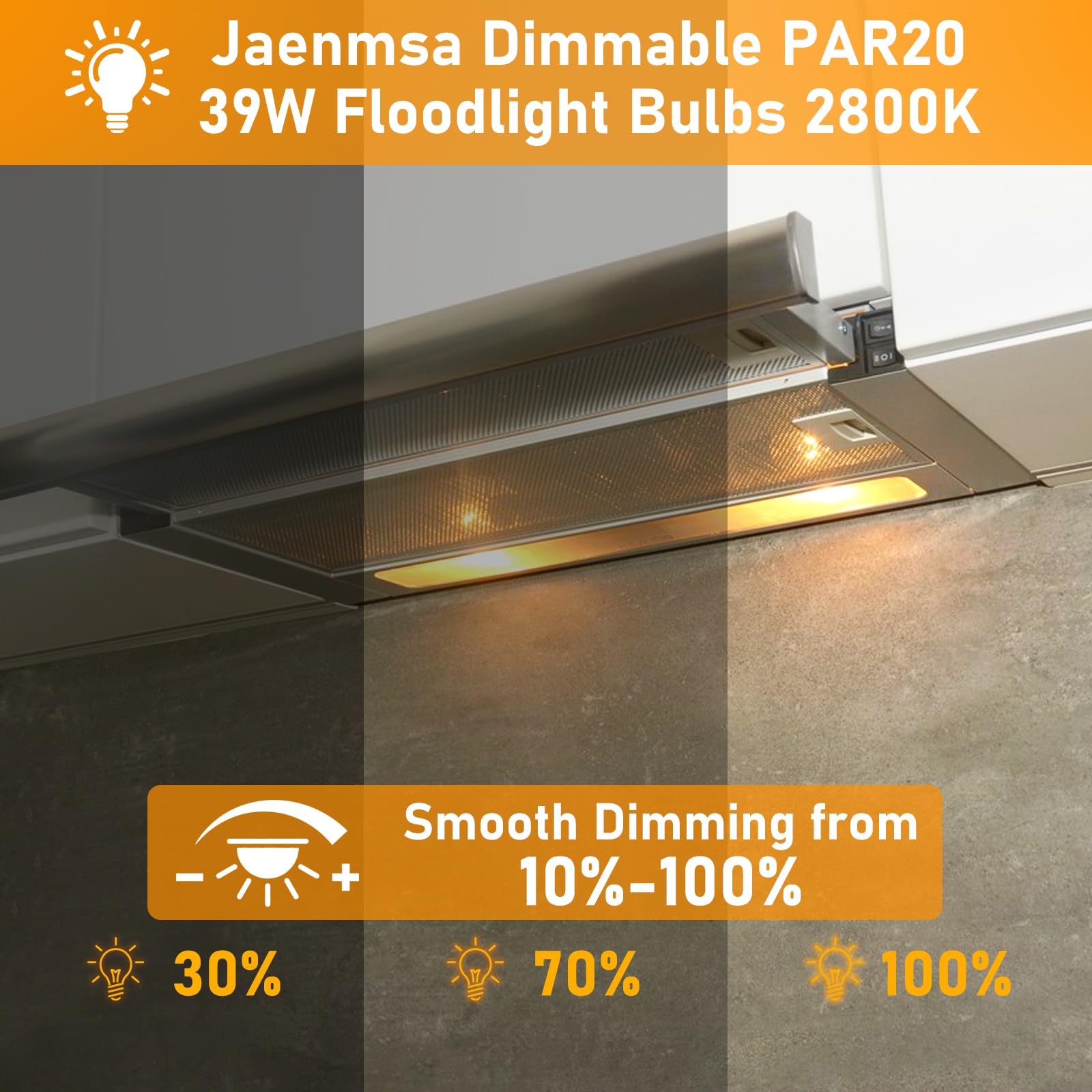 Jaenmsa Par20 39W 120V Floodlight Bulbs, 12 Pack Par20 39 Watt Eco Halogen Light Bulbs E26 120V Reflector Dmimable Warm White 28