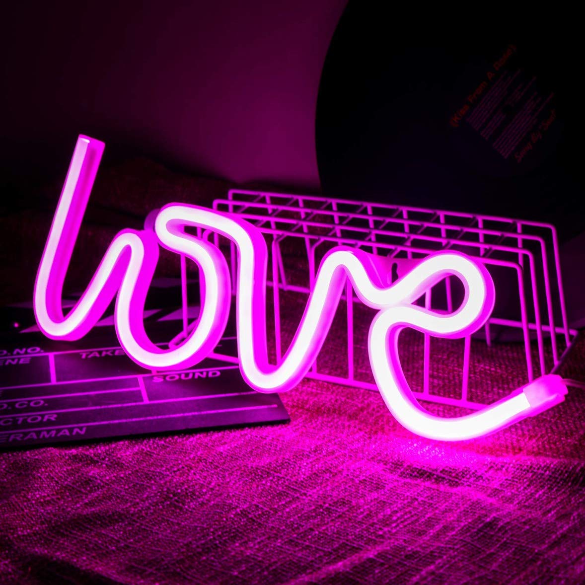 QiaoFei Love Neon Sign,LED Love Light for Children Kids Gifts Party Supplies, Girls Room Decoration Accessory,Table Decoration P