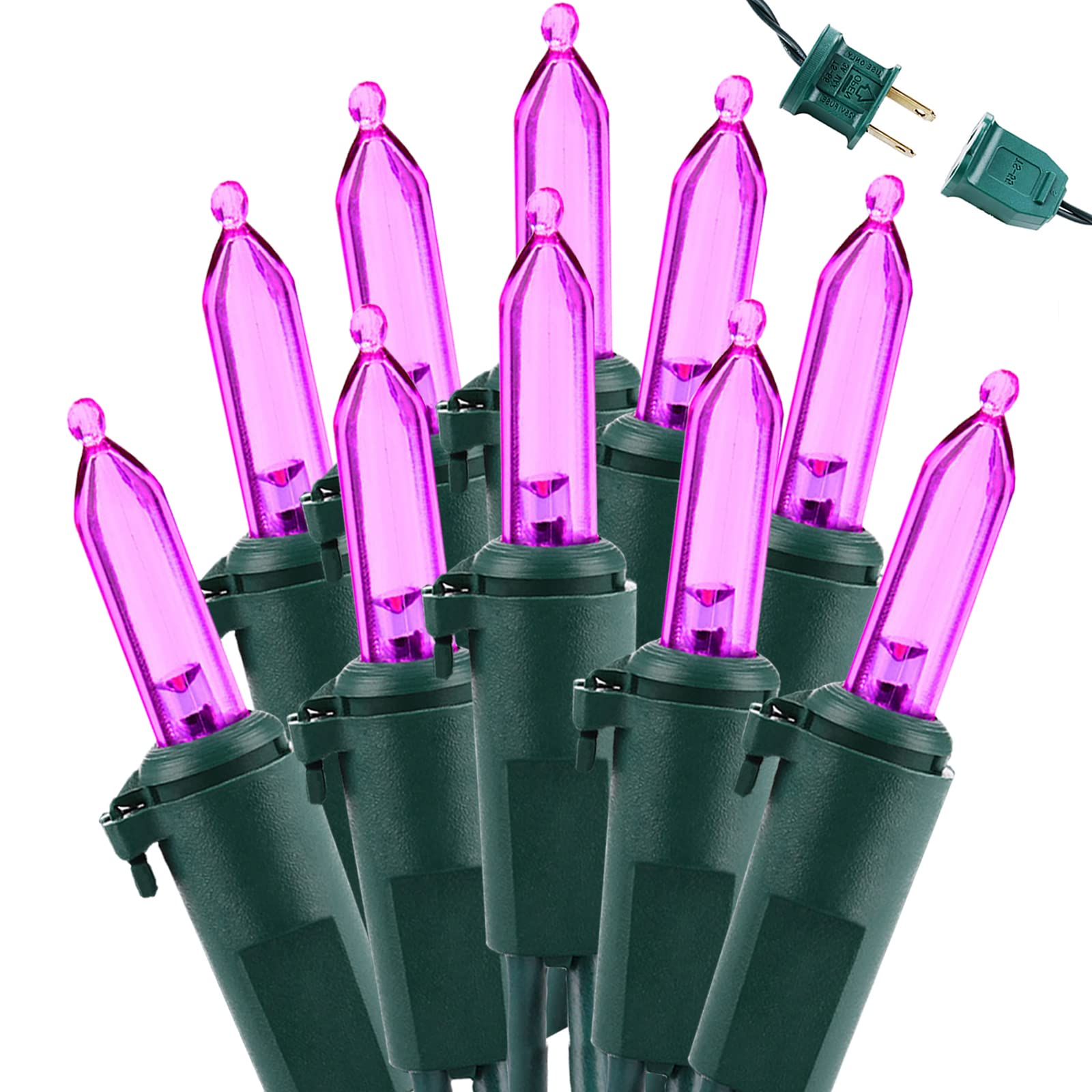 Brizled Purple String Lights, 100 LED 33ft Outdoor Christmas Lights, UL Certified, Model TSD-100W-3/S-FT19