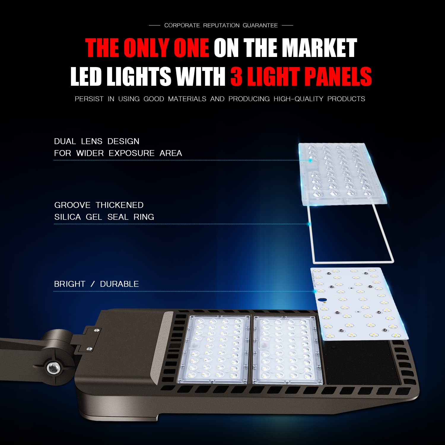 Juyace 300W LED Parking Lot Light, Dusk to Dawn, Wall Mount, IP65, 2 Pack, Brown, Model KU296B