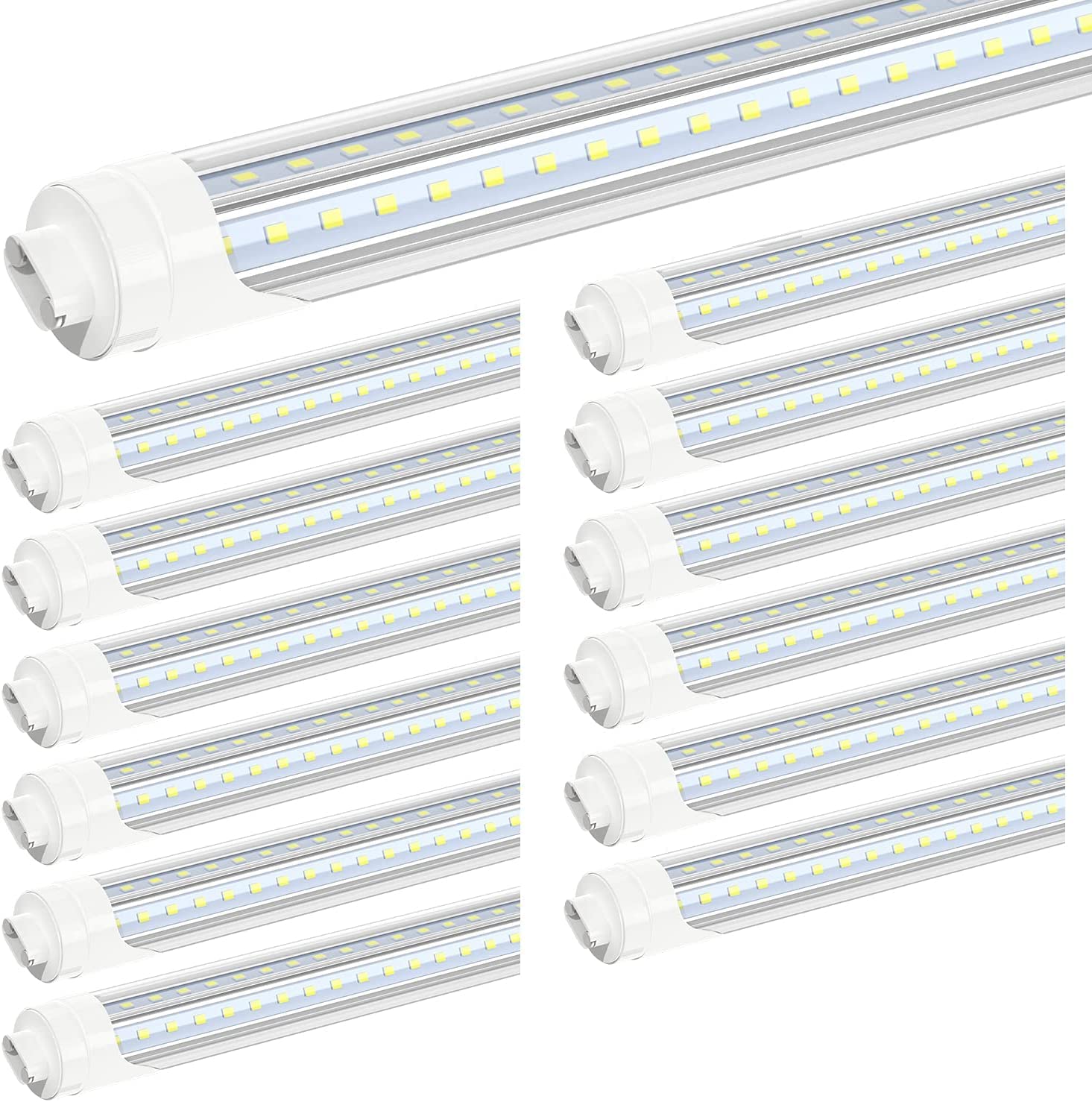 JESLED 8FT LED Bulbs 5000K Daylight 72W 7200LM Dual-End Powered Clear 12 Pack Model JD-8FTR17DA3R-72