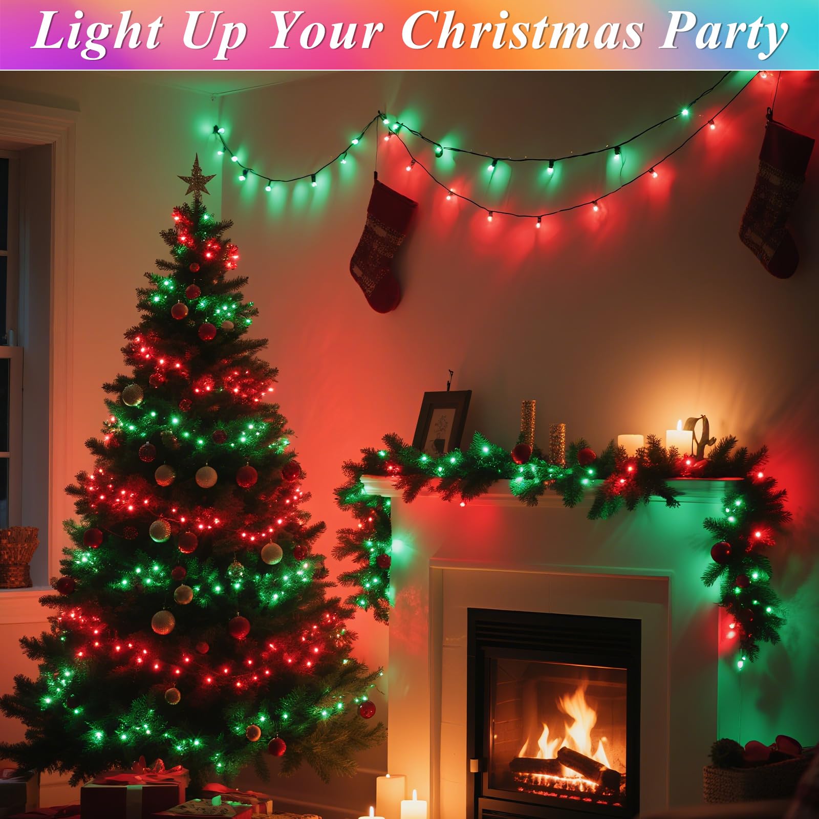 Lovhigh-standard 164Ft Christmas Lights Outdoor  35 Colors Changing 500 Led String Lights Green Wire Remote Timer  Waterproof Halloween Light For Indoor Outdoor Holiday Party Xmas Tree Wedding Decor