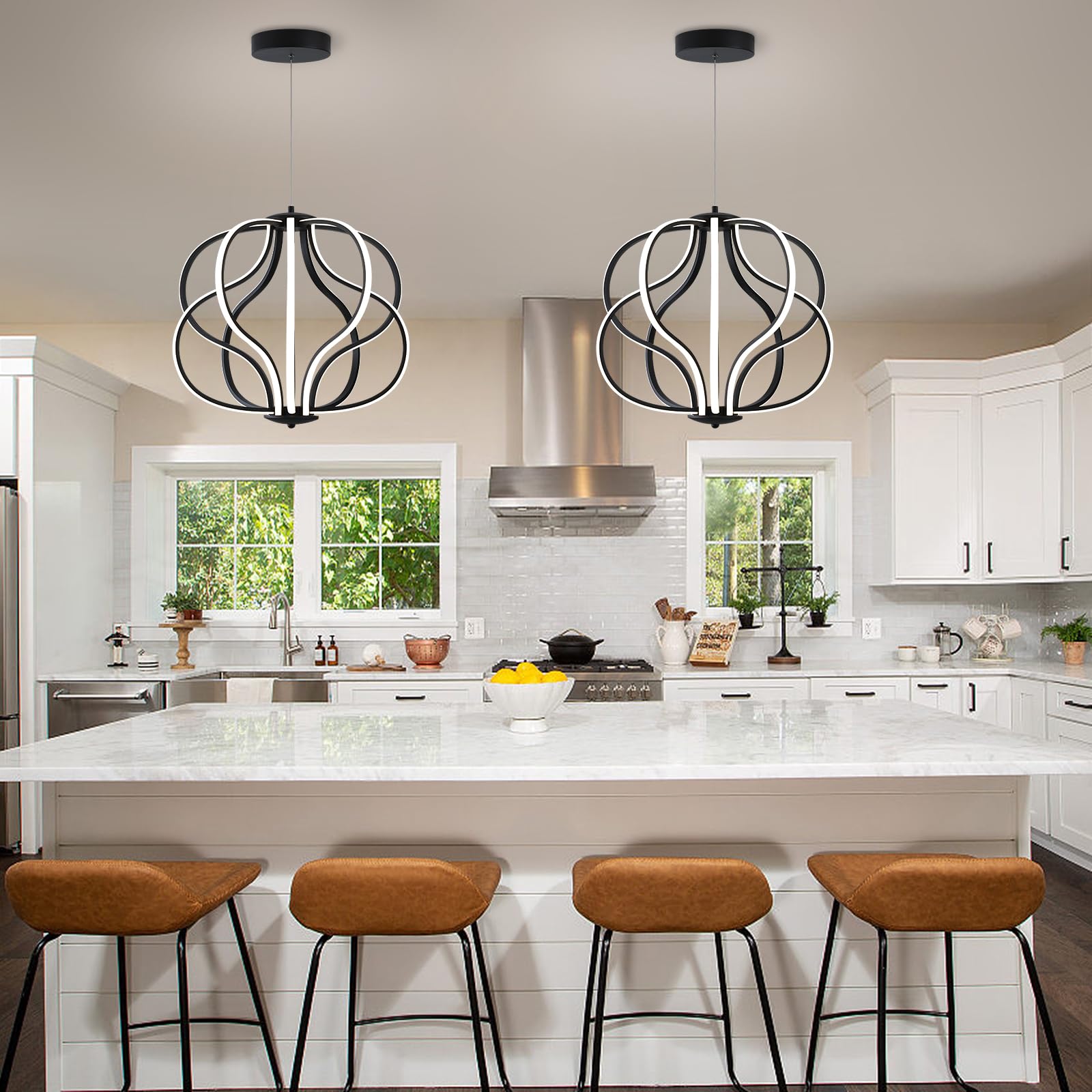 With Light Forward Modern Led Chandelier,Black Adjustable Hanging Chandelier ,Easy To Install, Suitable For Foyer, Dining Room,
