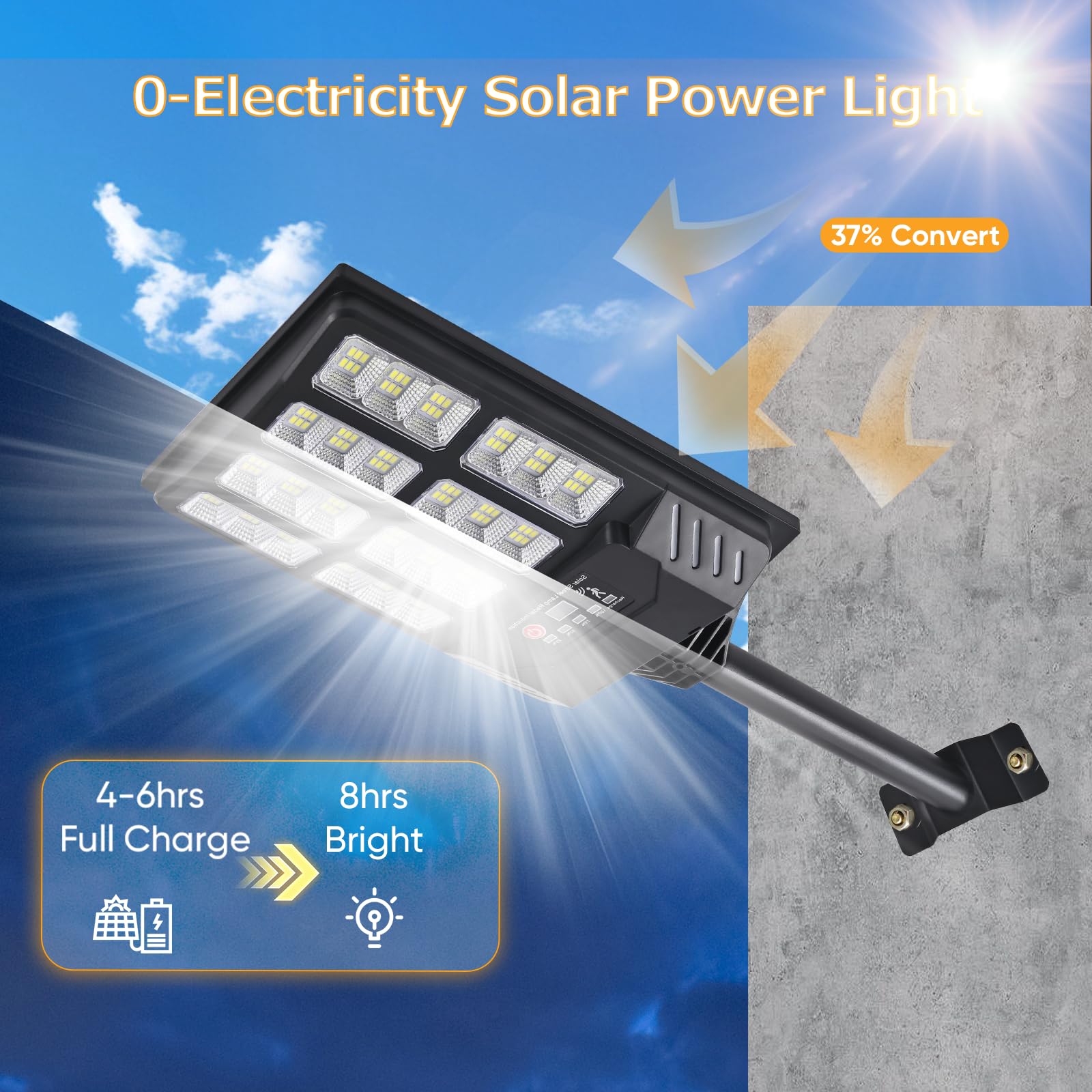 6PACK Solar Lights Outdoor Waterproof, 6500K Dusk to Dawn Solar Street Light Motion Sensor with Remote Control, LED Security Lig