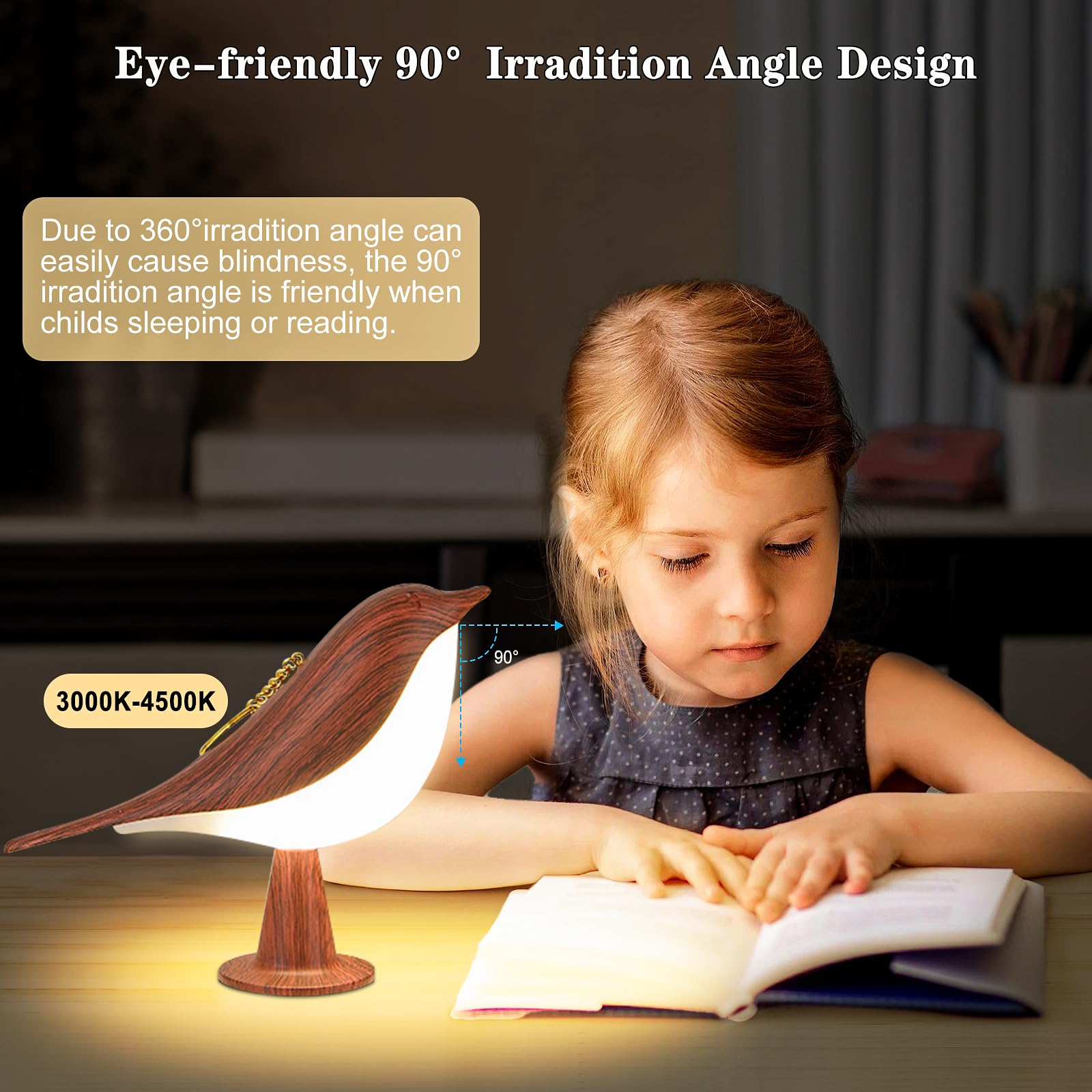 Godenba Small Cordless Birds Lamp, Touch Night Light With 3 Color Temperature/Dimmer Brightness/Touch Sensor/Aroma Diffuser, Rec