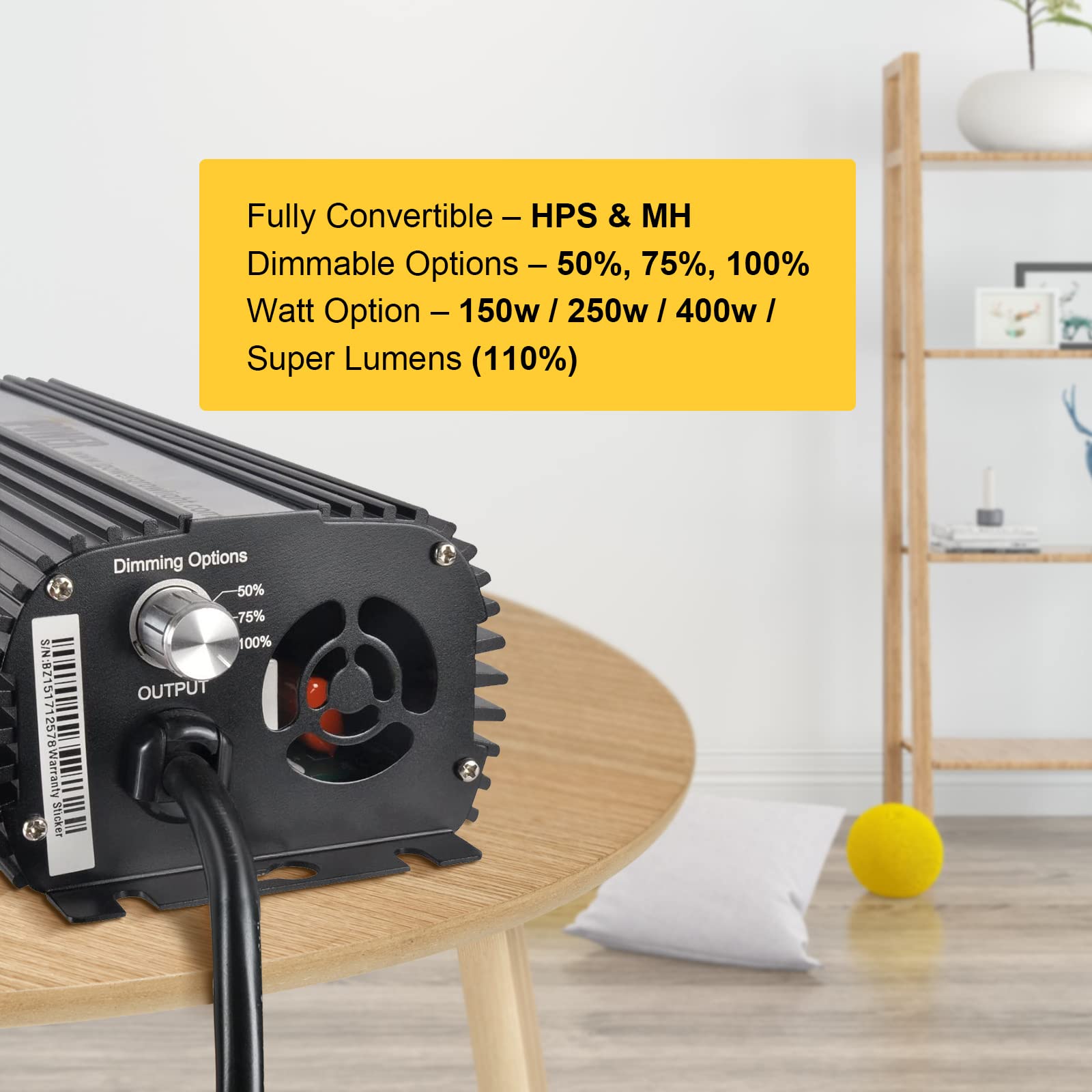 Ipower Glblst400D Horticulture 400 Watt Digital Dimmable Electronic Hydroponic Hps Mh Grow Light, 400W Ballast