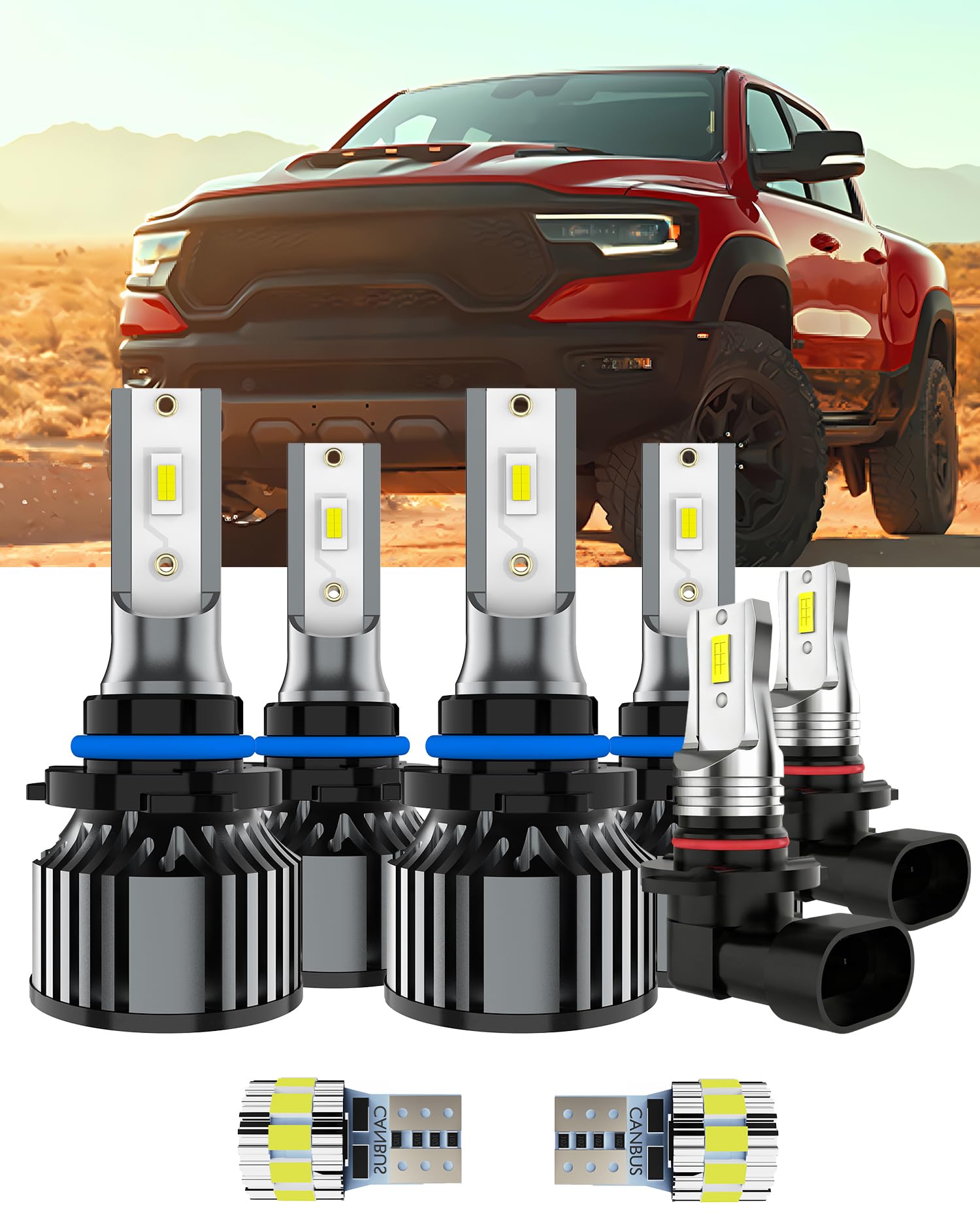 AYOTZIH Bulbs Fit For Dodge Ram 2013-2015 With Projector, 9005 High Beams 9012 Low Beams 9145 Fog Lights License Plate Lights Co