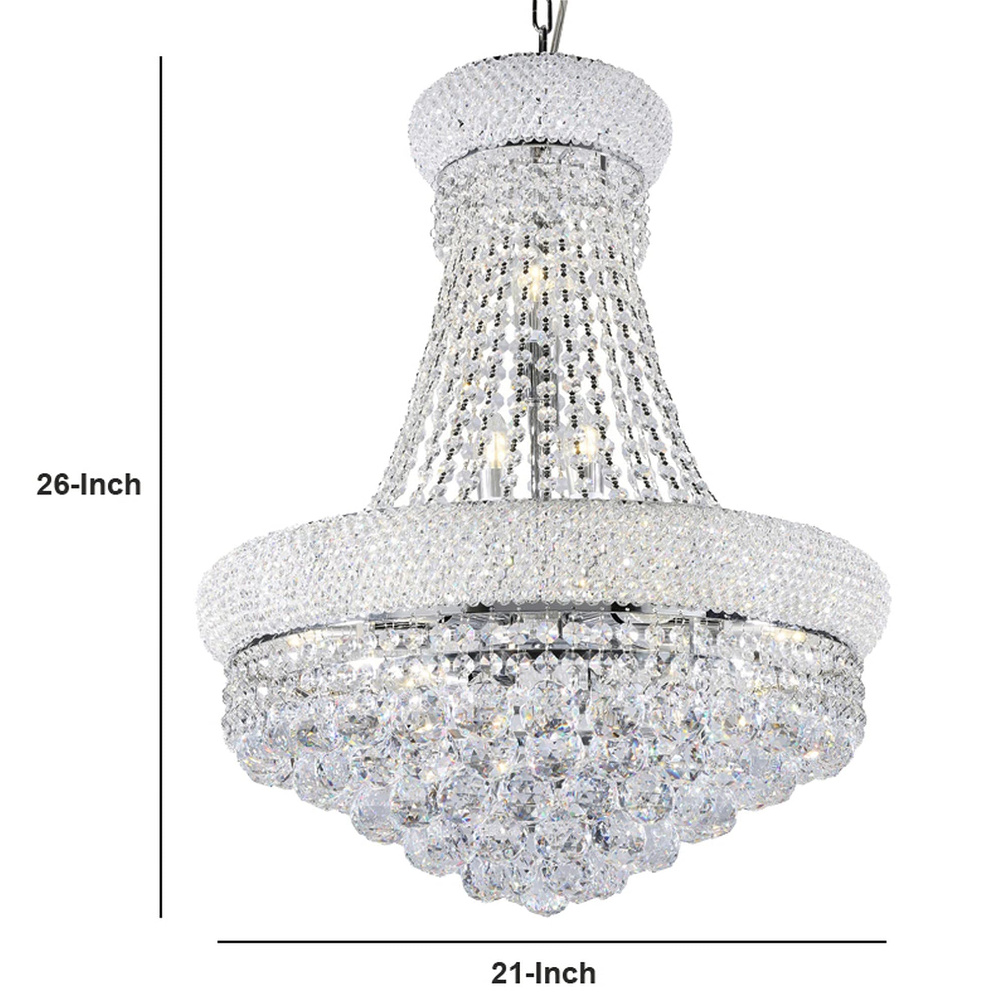 Benzara Crystal Ceiling Lamp Chandelier Design Clear Model BM240871
