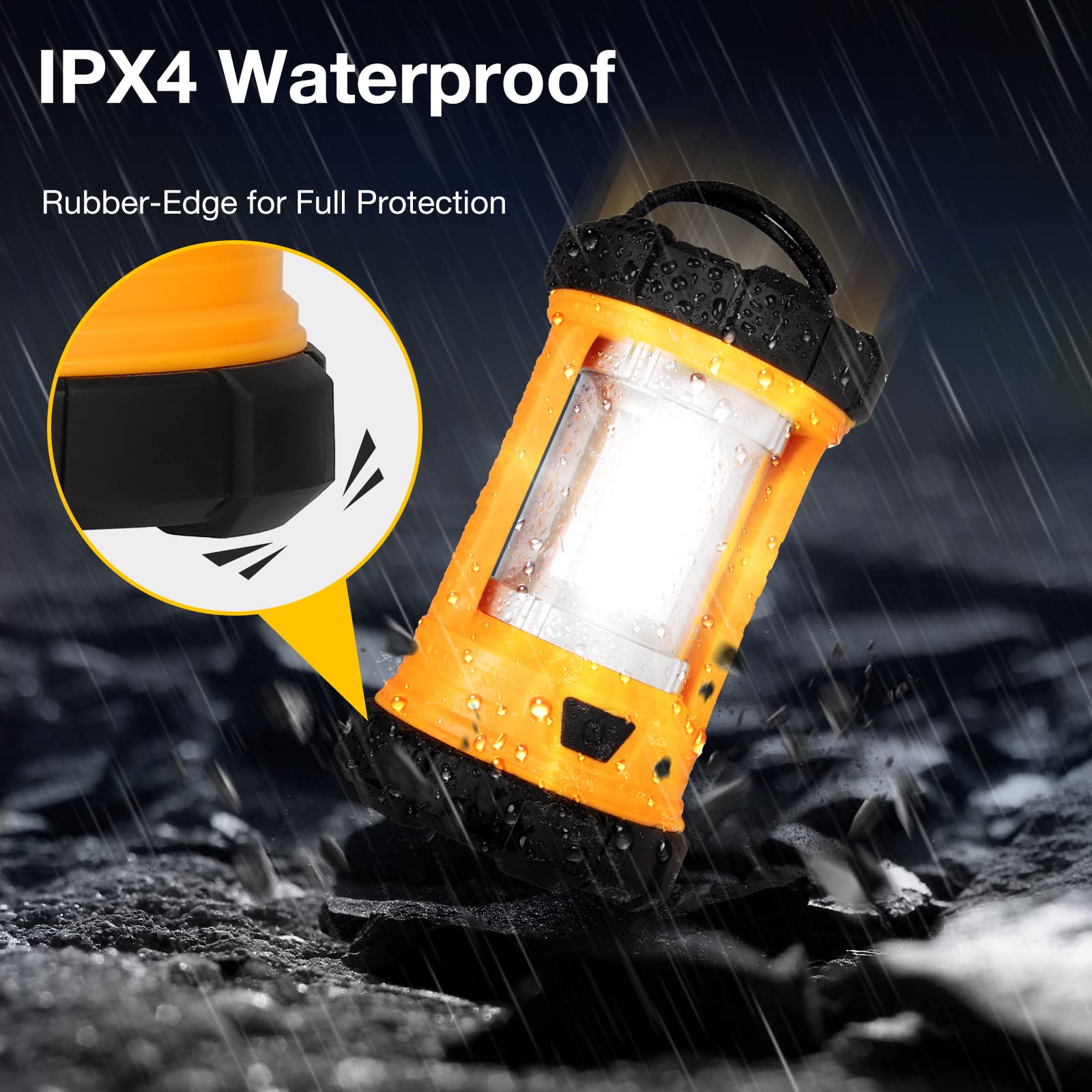 CT CAPETRONIX Camping Lantern - 3200LM LED Light, 4600mAh Power Bank, Rechargeable, Orange, 2-Pack, Model HW0YY05