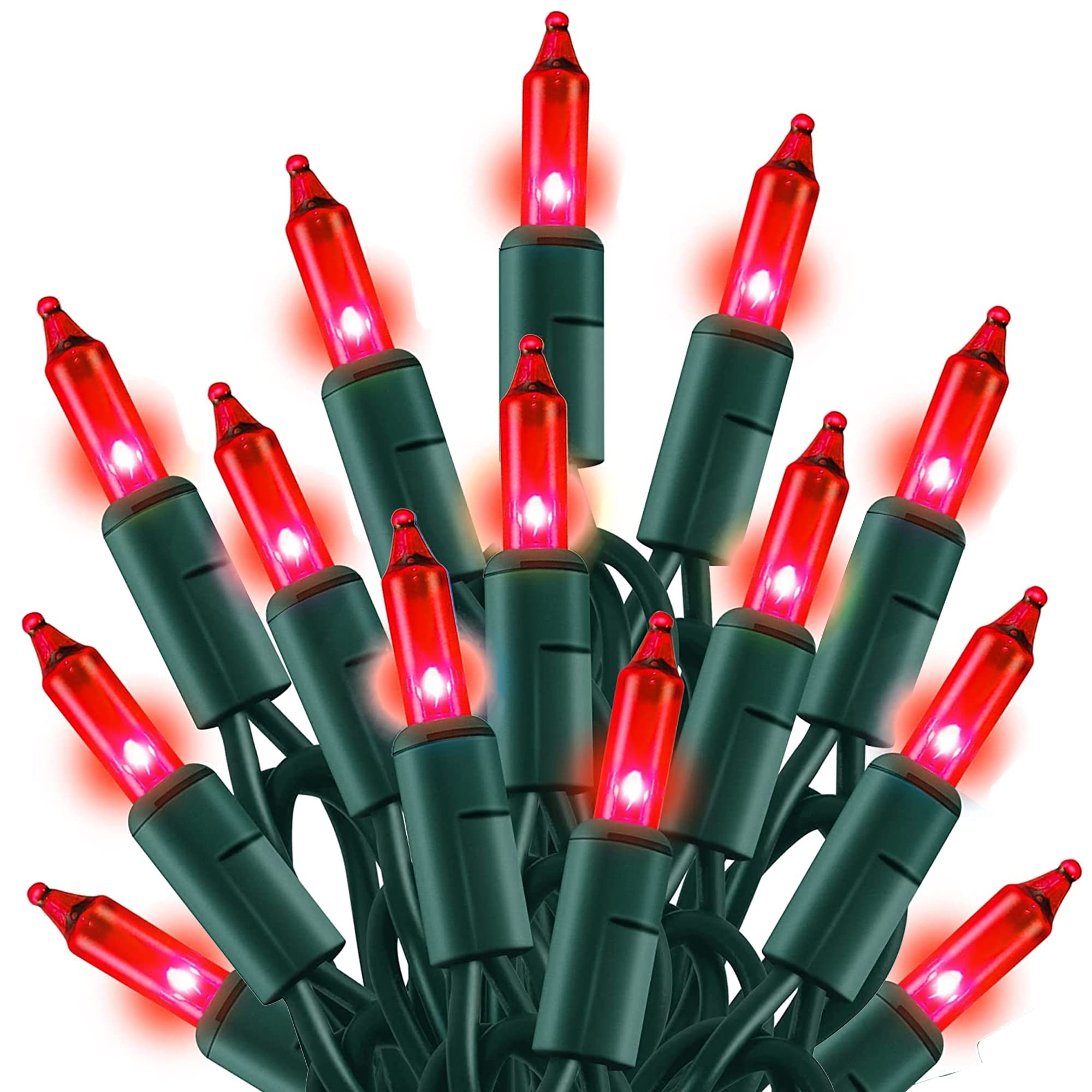 TW SHINE Red Christmas Lights, 20FT 100 Count Incandescent Christmas Mini Tree String Lights, Waterproof Christmas Decorations f