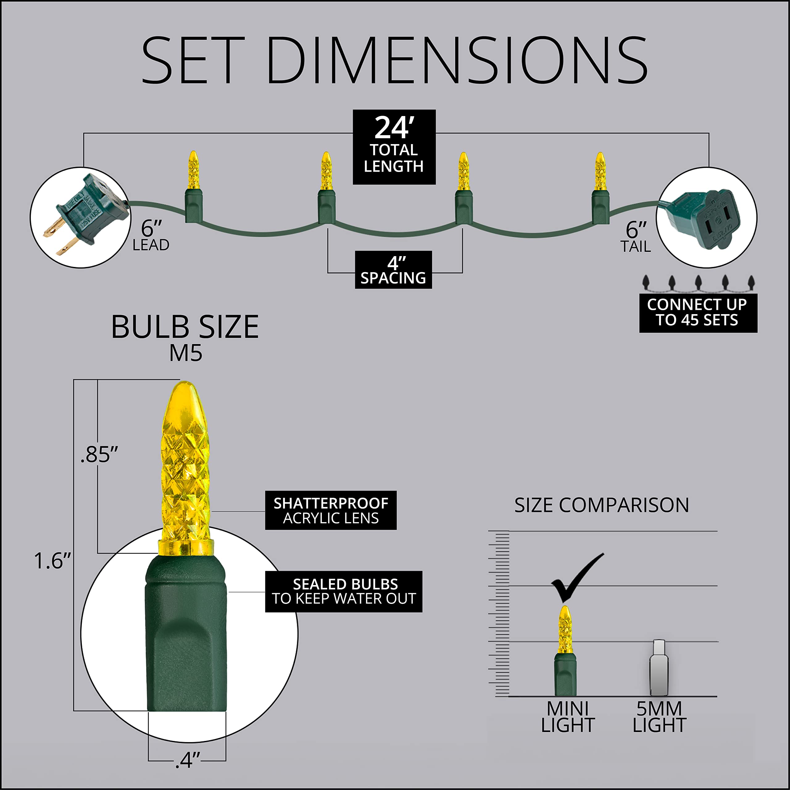 Wintergreen Lighting 70 M5 Led Gold Mini Lights, 24 Ft Gold Christmas Tree Lights Led String Lights For Bedroom Mini Lights Dorm Lights Christmas Lights Led Christmas String Lights