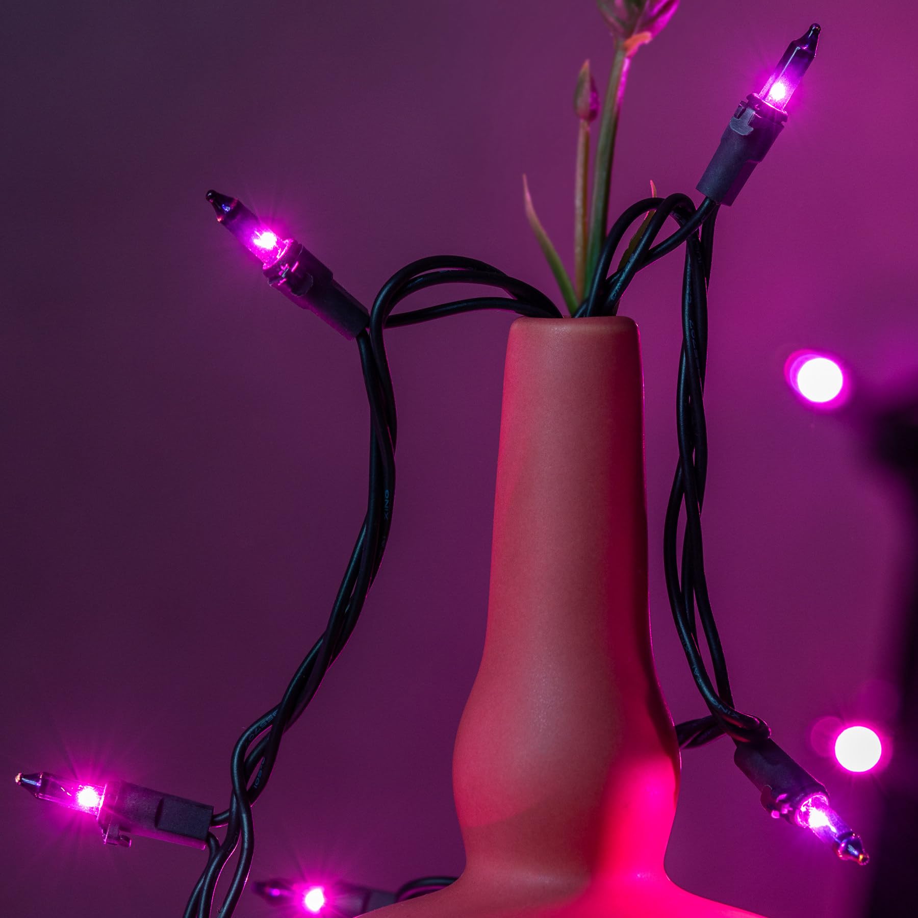 YULETIME Purple String Lights, 33 Ft, 100 Count, UL Certified, Pack of 2 Strands, Black Wire