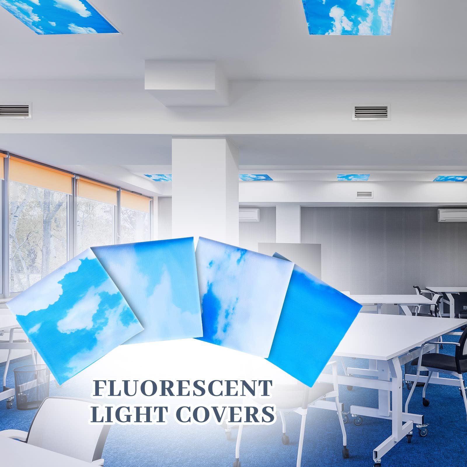 Hortsun 4 Pcs 4 x 2 Feet Fluorescent Light Covers for Ceiling Lights ...