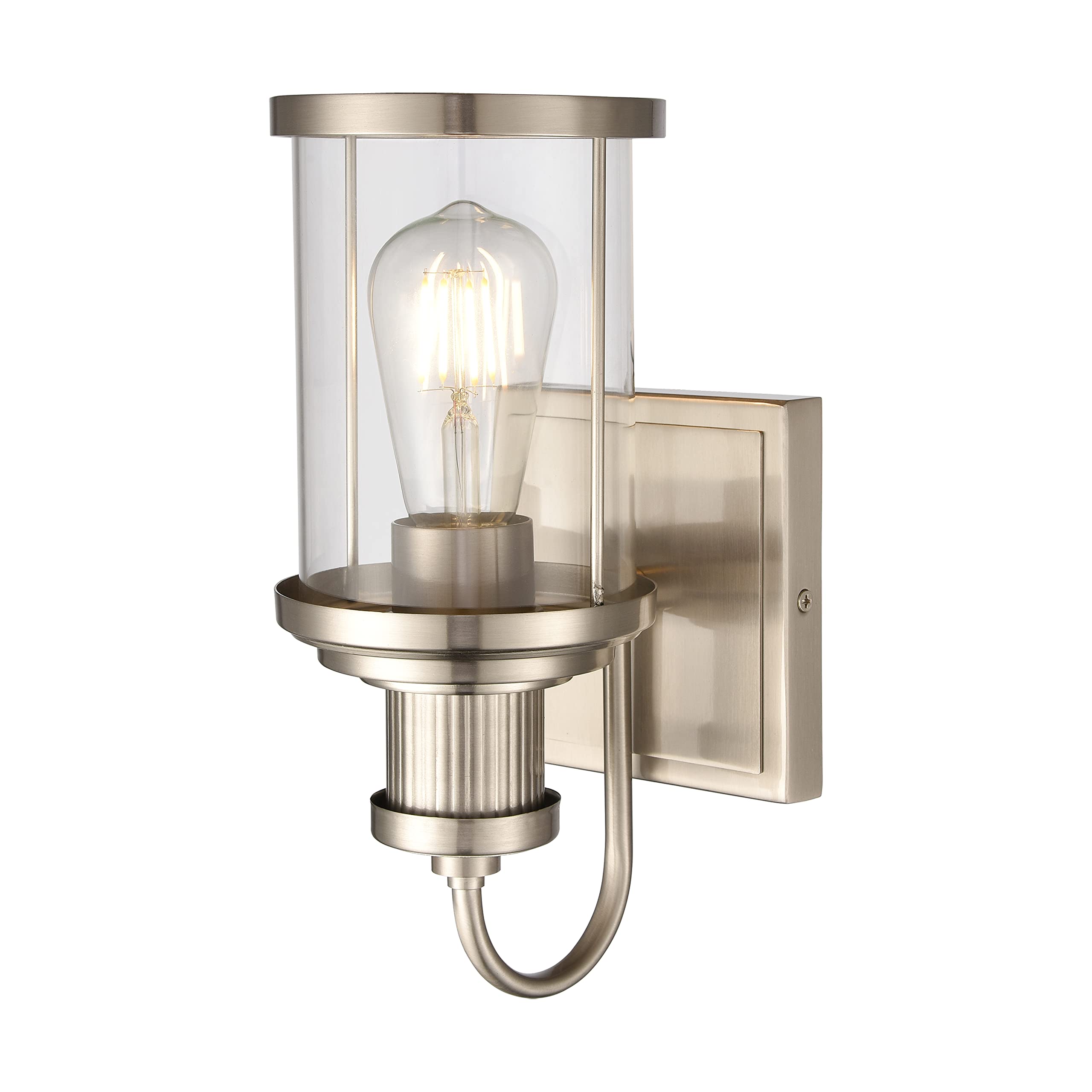Elk Home Millburn 1-Light Vanity Light, Satin Nickel, Clear Glass, Traditional Style