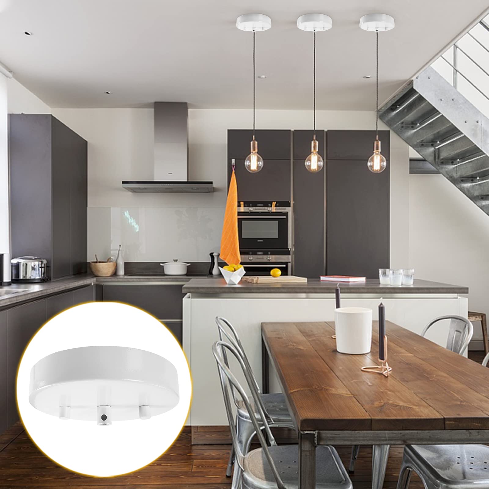 Sangle Sopffy Pendant Light Canopy Kit  4.7 Inches Ceiling Lighting Canopy Kit With All Mounting Hardware Modern Chandelier Ceiling Plate Cover For Pendant Lighting Fixtures  White (White)
