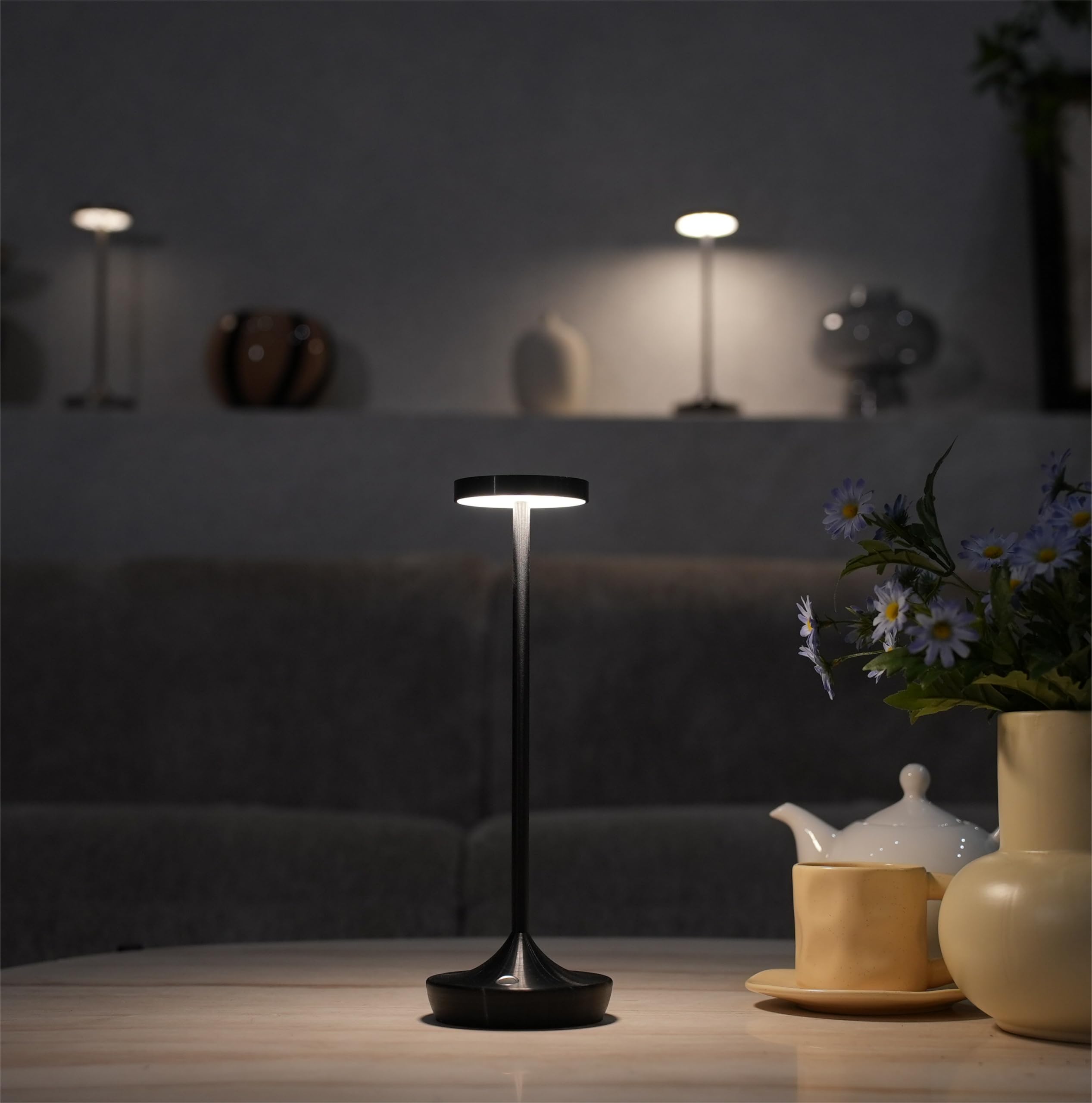 Sikevht Cordless Led Table Lamp - Rechargeable, Waterproof, 3-Color Dimming, Bronze