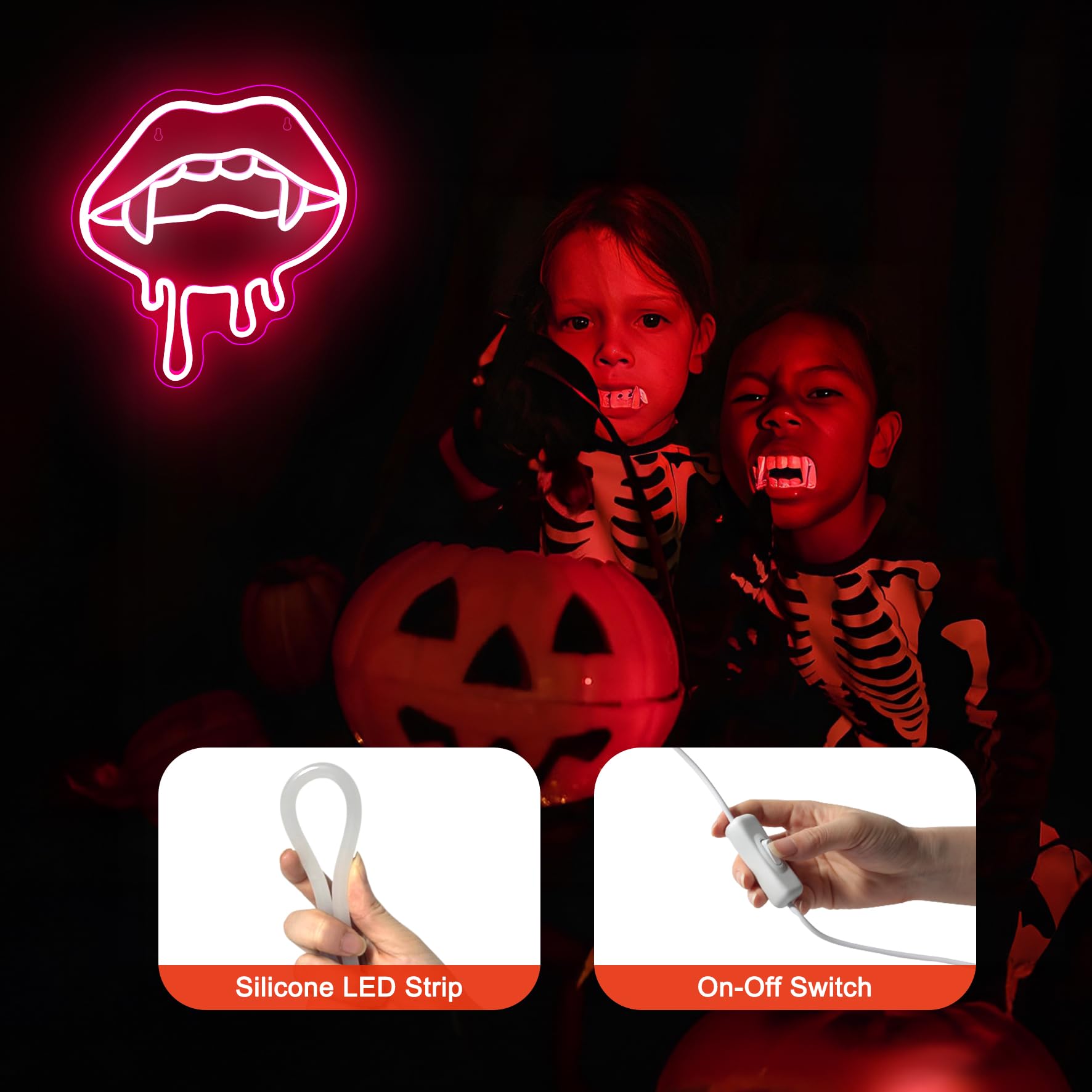 Lip Neon Sign  Halloween Lips Neon Light For Wall Decor  Red Led Big Lip Shaped Neon Signs For Party Aesthetics Decorations  Usb Powered Custom Creative Neon Sign For Unique Gift Man