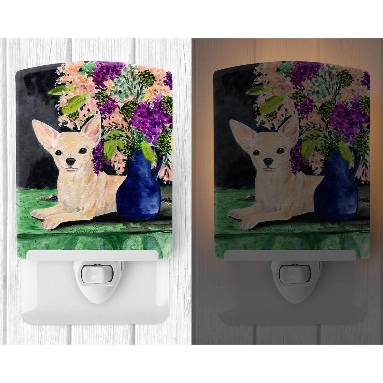 Carolines Treasures Chihuahua Ceramic Night Light, UL-Certified, 6x4x3 inches, Multicolor, Model SS8289CNL