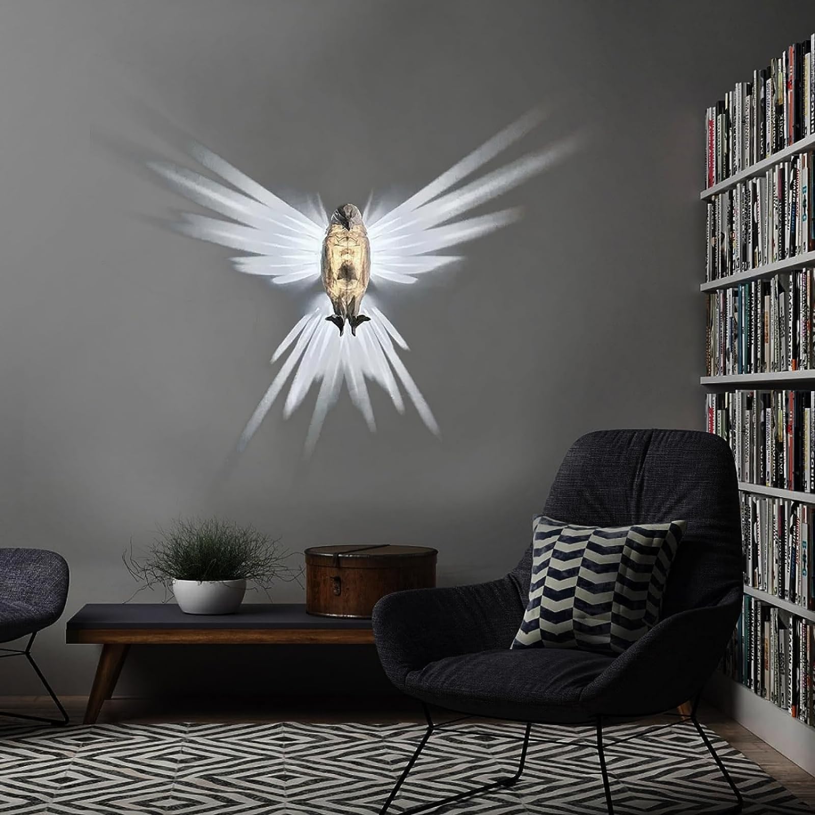 Isfiba 3D Animal Led Wall Lamp, Creative Resin Carving Lamp, Led Home Decoration Lamp, Atmosphere Rendering Lamp, For Study, Bedroom, Dining Room, Stairway, Hallway, Bar (White Bald Eagle)