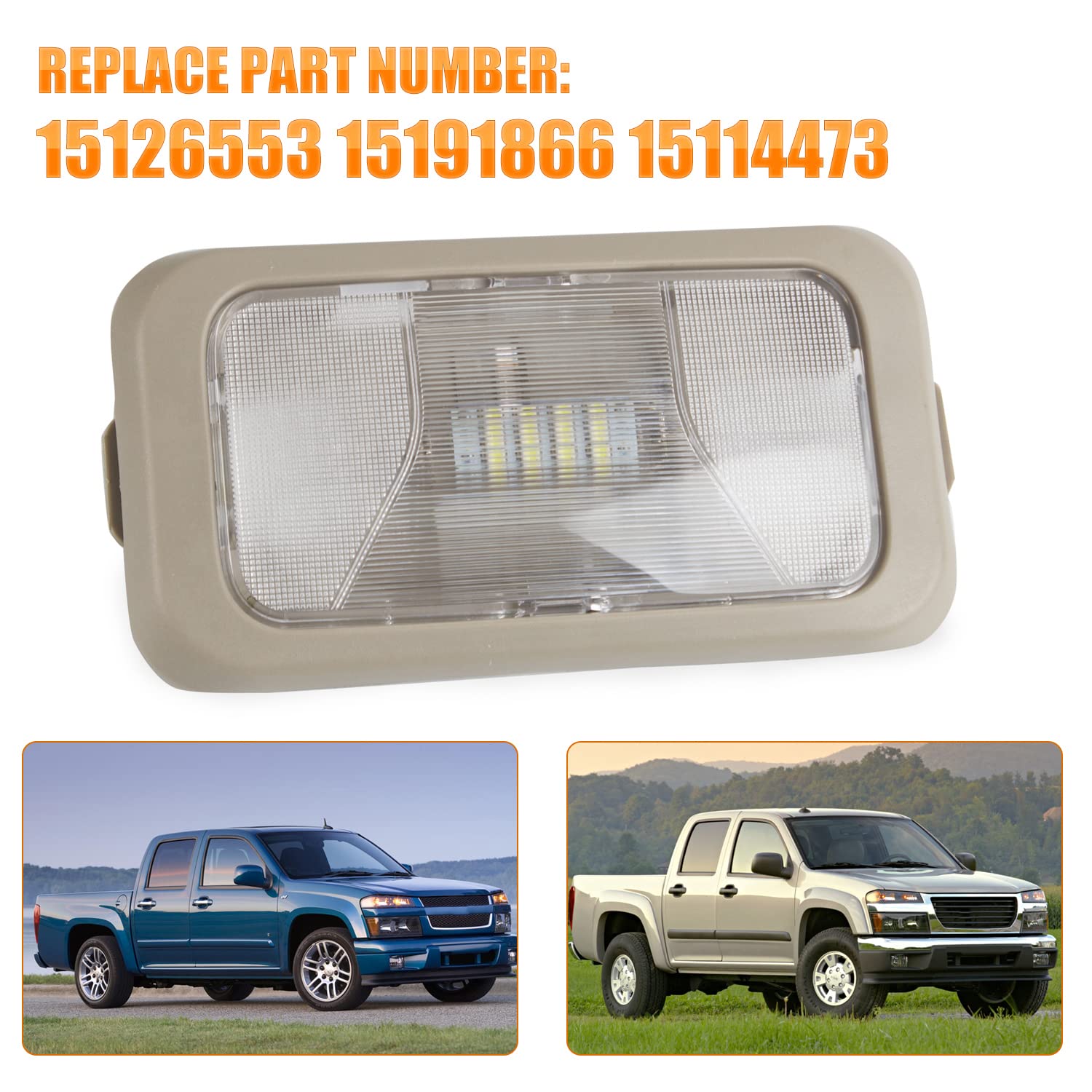 RANSOTO Off-White Car Interior Dome Roof Light Lens with Housing for 2004-2008 Chevy Colorado GMC Canyon Replacement 15191866 15114473