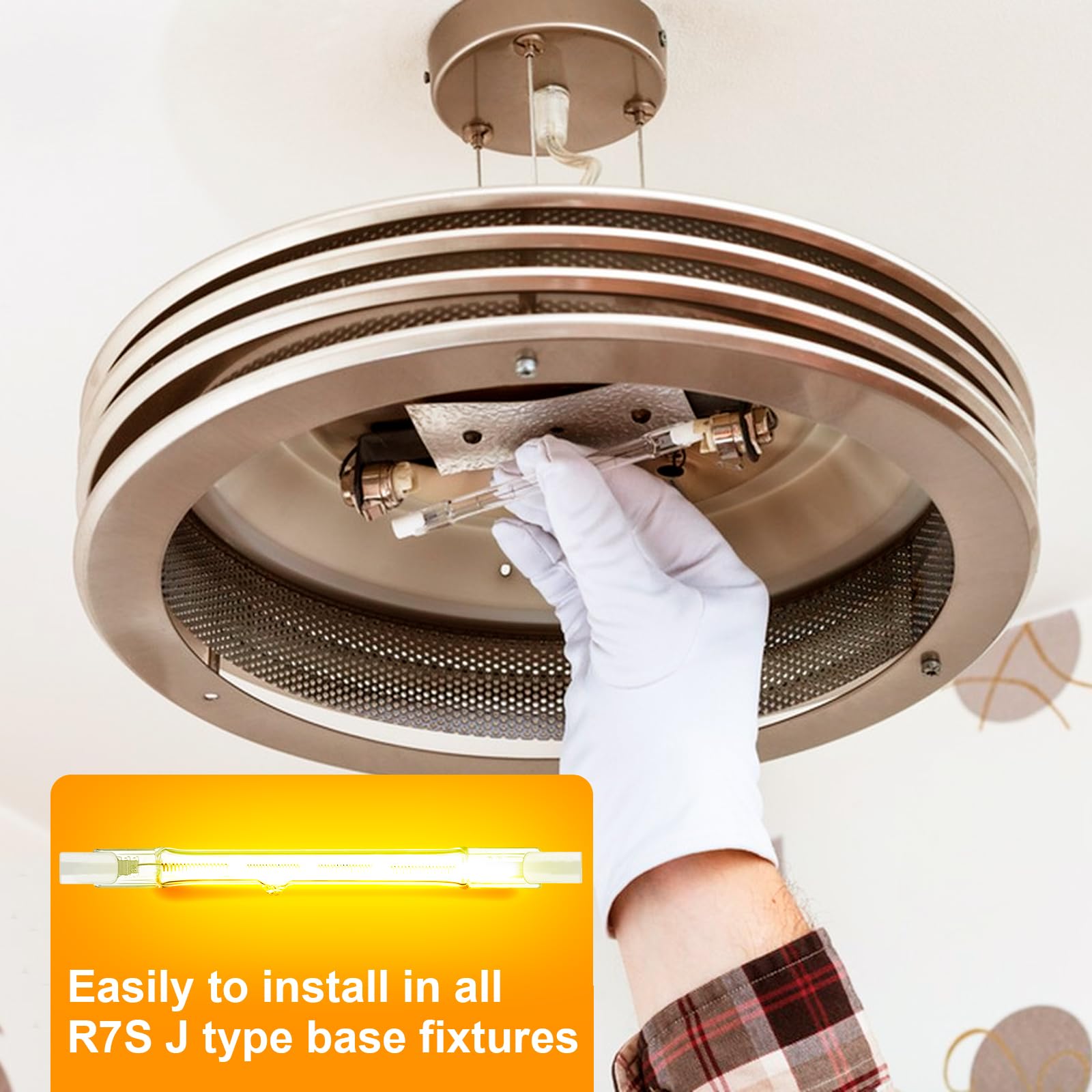 Jaenmsa R7S Halogen Bulbs 500W 120V, R7S T3 118Mm 500W Bulbs 4.6 Inch, J Type Double Ended Halogen Light Bulbs For Work,Security