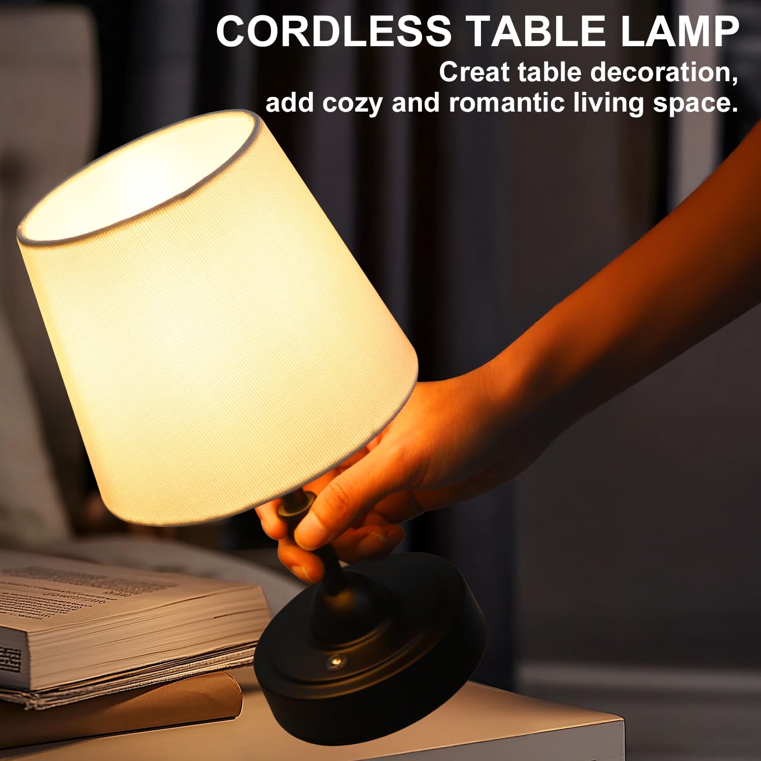 Swinerton Portable Cordless Table Lamp, 3-Level Dimmable, 10.43" Black Metal, Rechargeable Battery Operated, Model 80010499