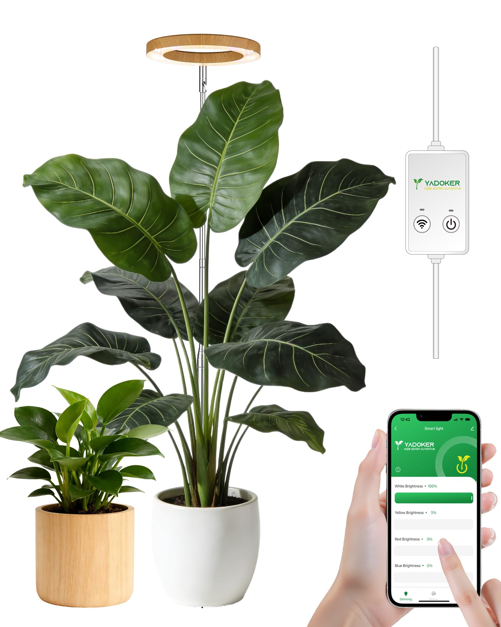 yadoker Plant Grow Light, Smart Plant Light Works with Alexa,Google for Indoor Plants,Height Adjustable,Customized Light Brightn