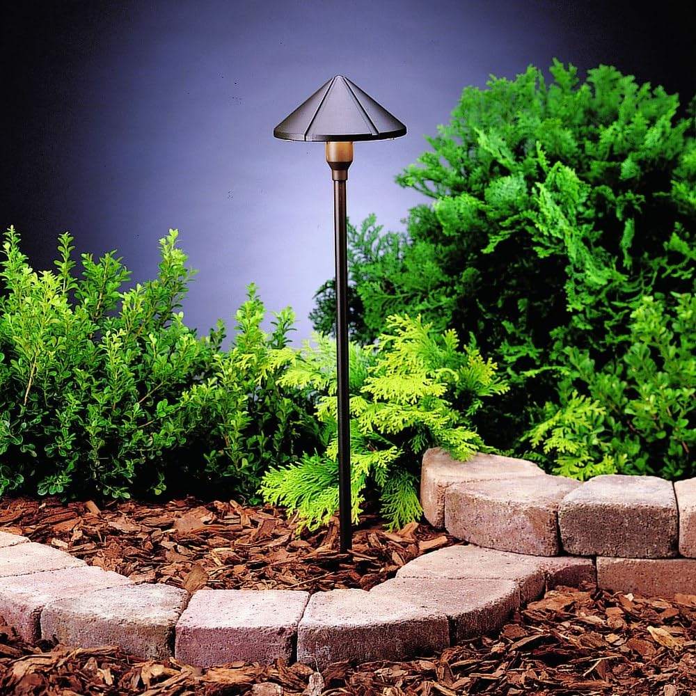 Kichler 15326Azt Six Groove Path & Spread 1-Light 12V, Textured Architectural Bronze