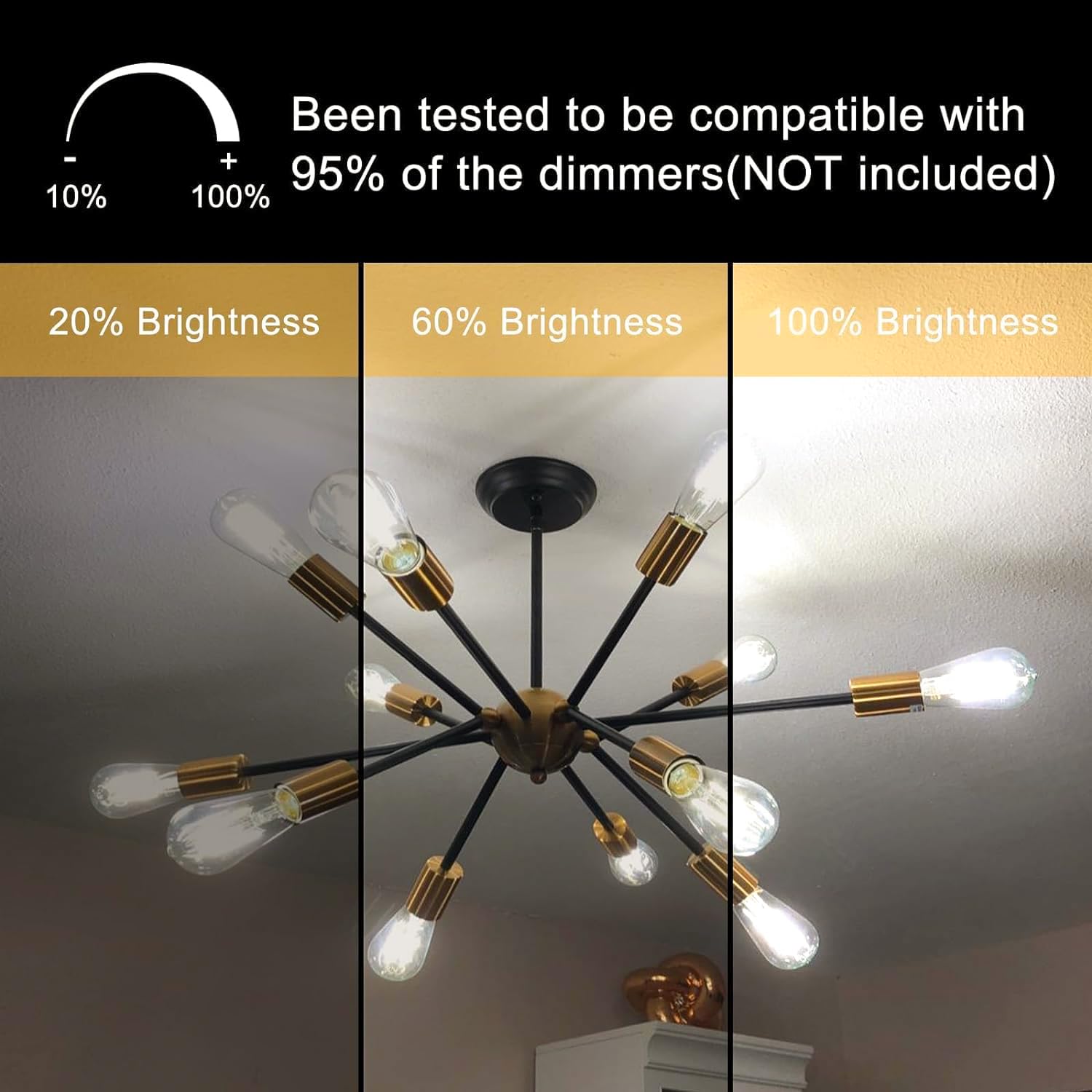 Tjoy 12 Pack E26 Base Vintage Led Edison Light Bulbs, 60W Equivalent Dimmable, 4000K Natural White, 8W St58 Led Filament Bulbs, 800Lumens, Cri80+, Antique Glass Style For Home, Bedroom, Farmhouse