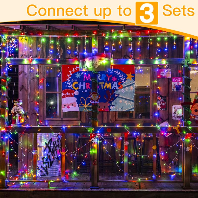 Ollny Icicle Lights For Outside 396Led 32Ft, Multicolor Christmas Light With Remote 8Modes Timers Waterproof, Plug In Connectabl