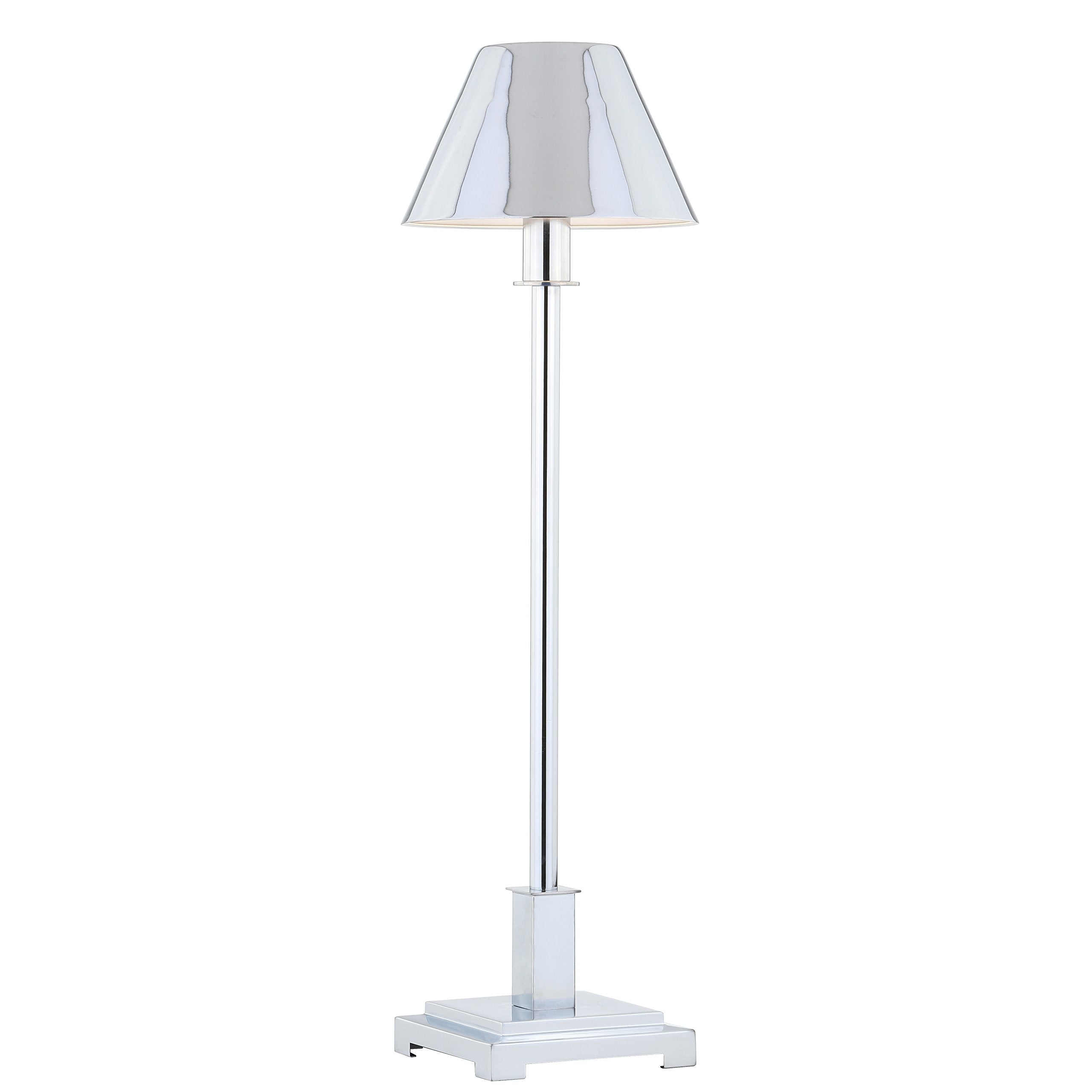 JONATHAN Y 26 Chrome Modern LED Table Lamp for Living Room Bedroom Home Office  Metal Empire Shade  Slim Desk Lamp for Nightstand Buffet  LED Bulb Included JYL6006A