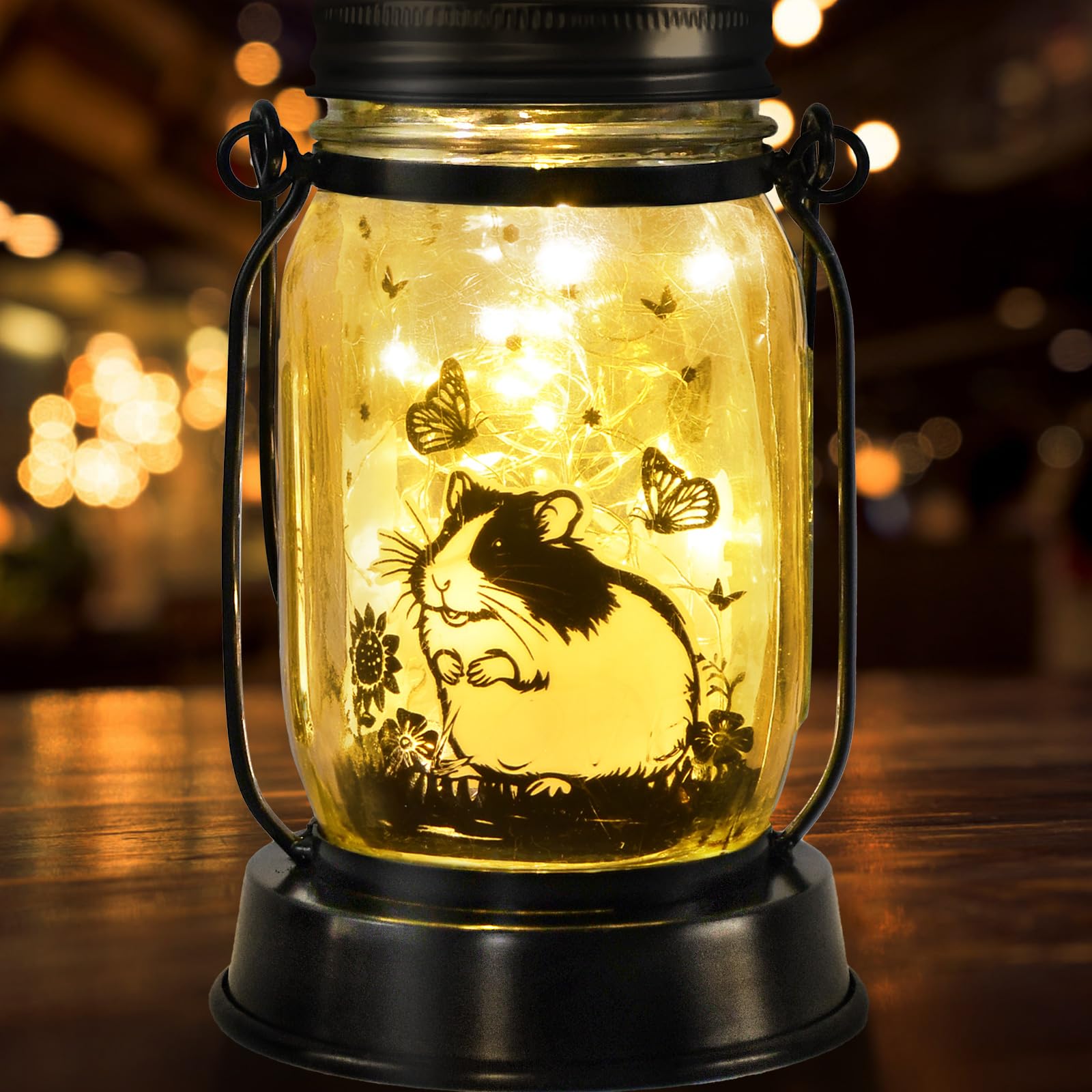 Hamster Gifts For Women/Men Hamster Solar Lanterns Mom Birthday Present Lantern Pet Loss Pet Memorial Lights Solar Garden Decora