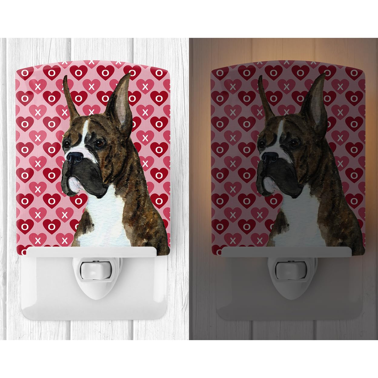 Carolines Treasures Ceramic Night Light, Boxer Hearts Design, 6x4x3 Inches, Multicolor, Model SS4508CNL
