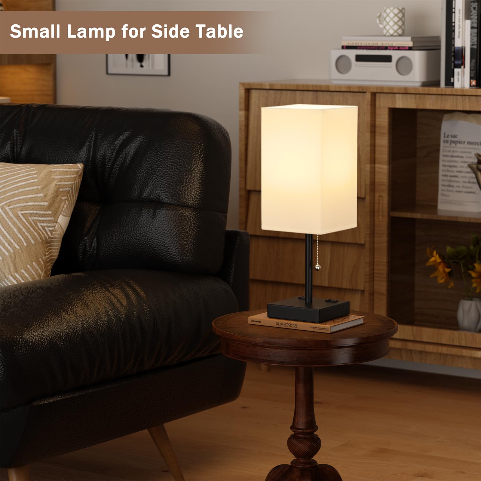 17.4In Tall Table Lamps For Bedroom Set Of 2 - 3 Color Bedside Lamps With Ac Outlets And Usb Ports For Charging, White And Black