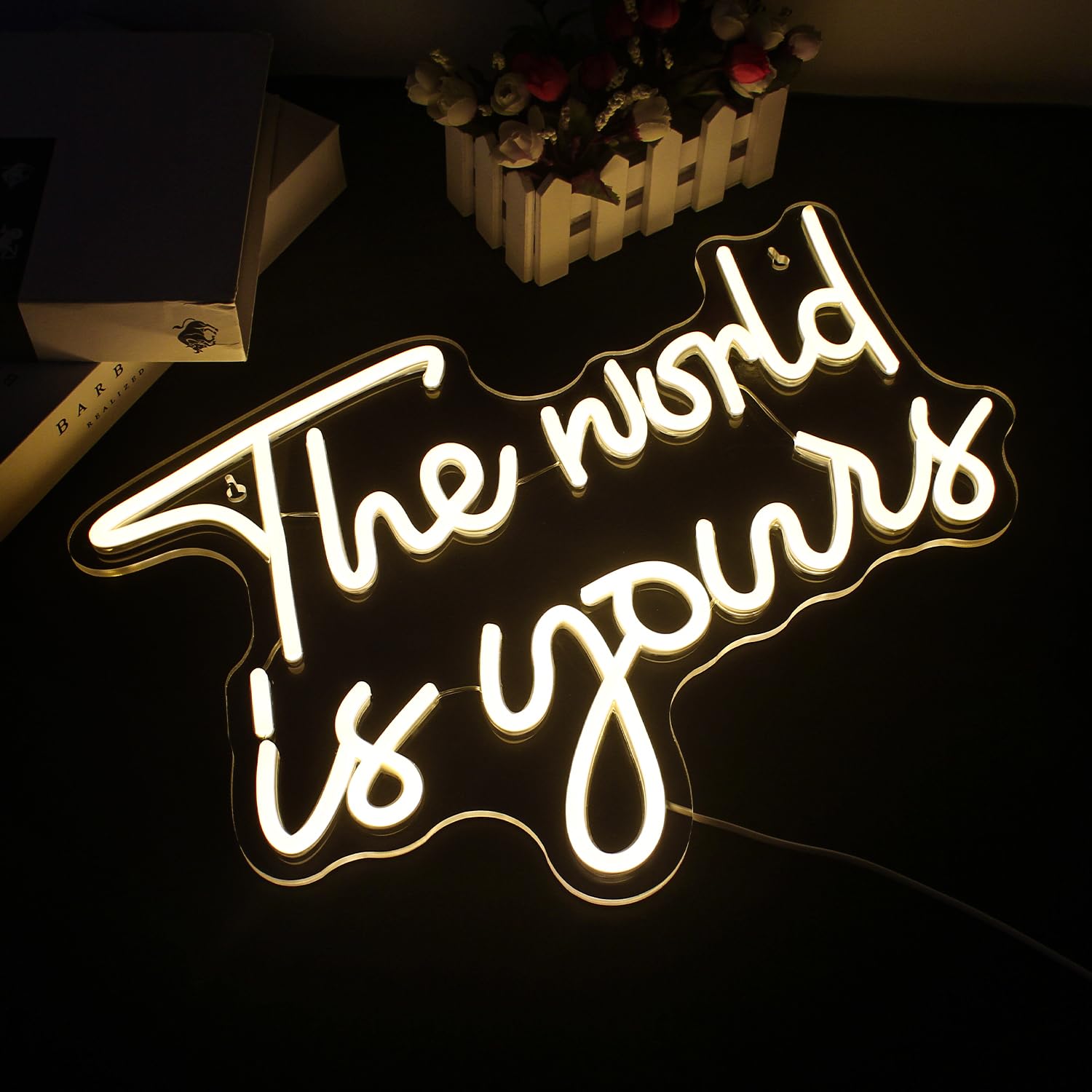 LUCUNSTAR Neon Sign - Warm White LED Wall Light for Bedroom Decor, Wedding, Engagement, USB Powered, Acrylic