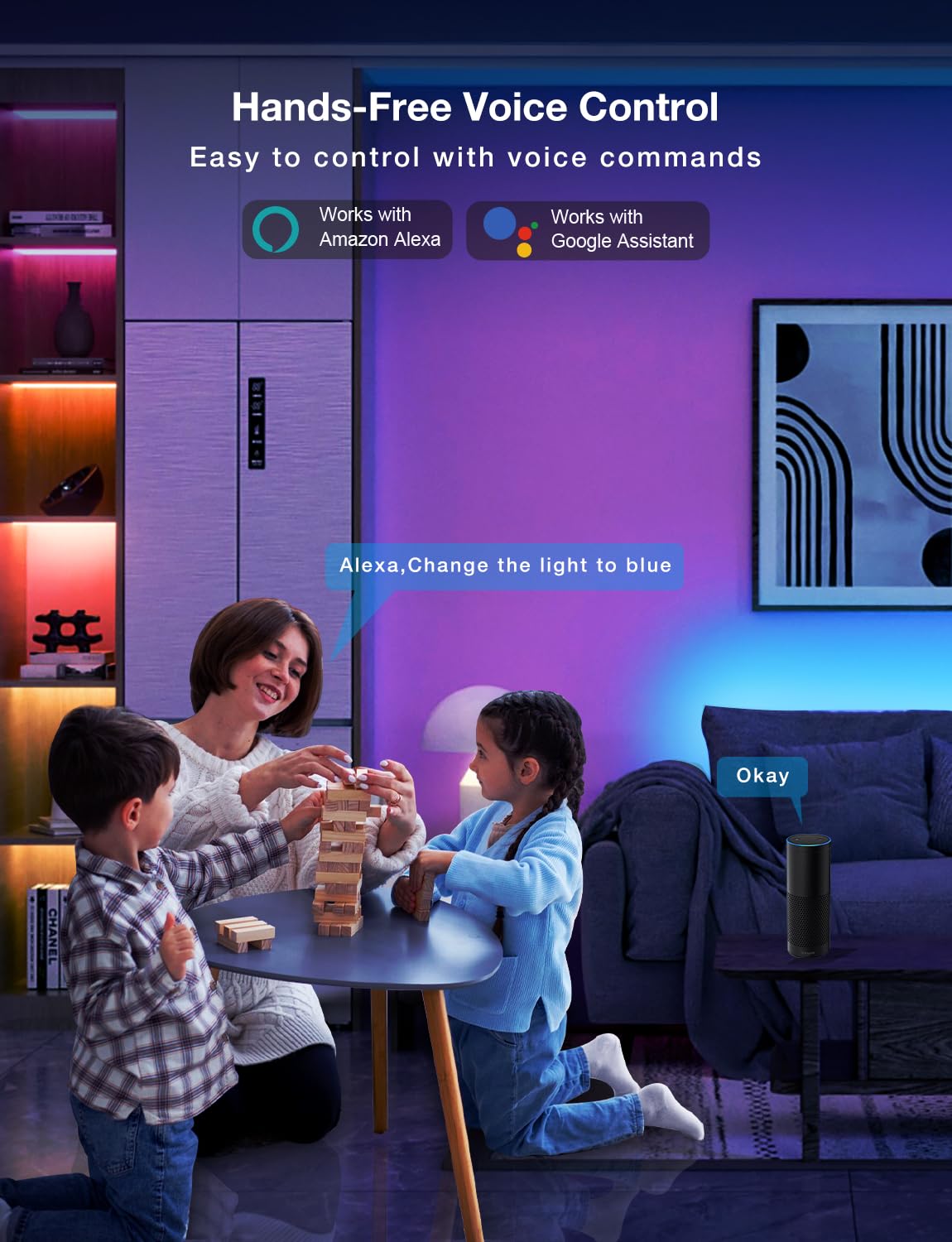 Daybetter Smart Wifi Led Strip Lights 200Ft App Controlled Work With Alexa And Google Assistant Timer Schedule Rgb Strip Color C