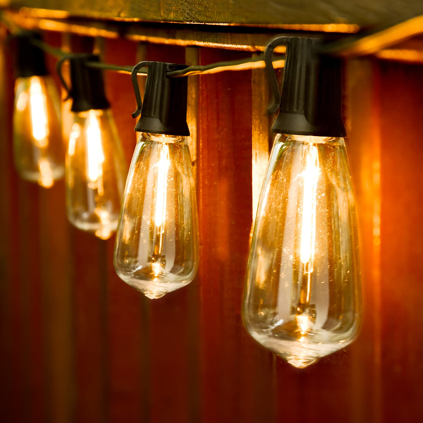 Vocevos 100Ft Led Outdoor String Lights With 52 Waterproof Shatterproof St38 Vintage Edison Bulbs  Outside Lights For Patio Lighting Cafe  Bistro  Backyard  2700K Dimmable