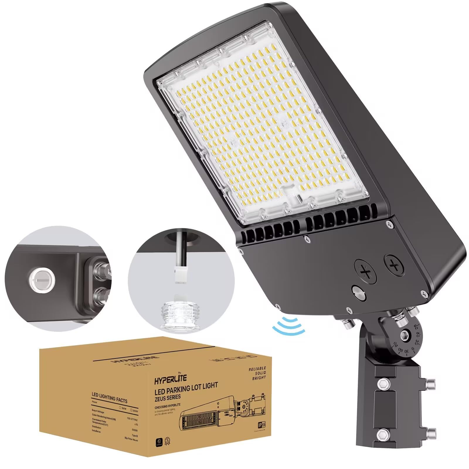 HYPERLITE LED Parking Lot Light 150W 22500lm Bronze Aluminum Adjustable Slip Fitter Model SA-ZE-150W-57-SFM-1P