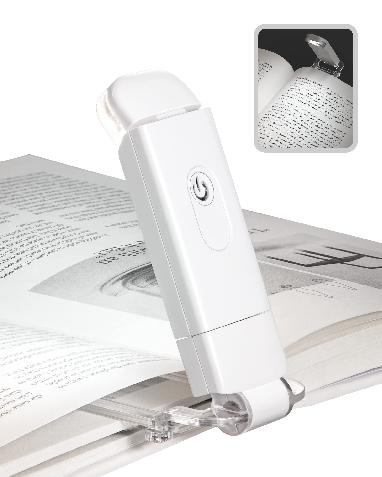 Dewenwils Led Book Light - Usb Rechargeable, Daylight Color, Eye Care, 2 Brightness Levels, Ideal For Kids And Bookworms
