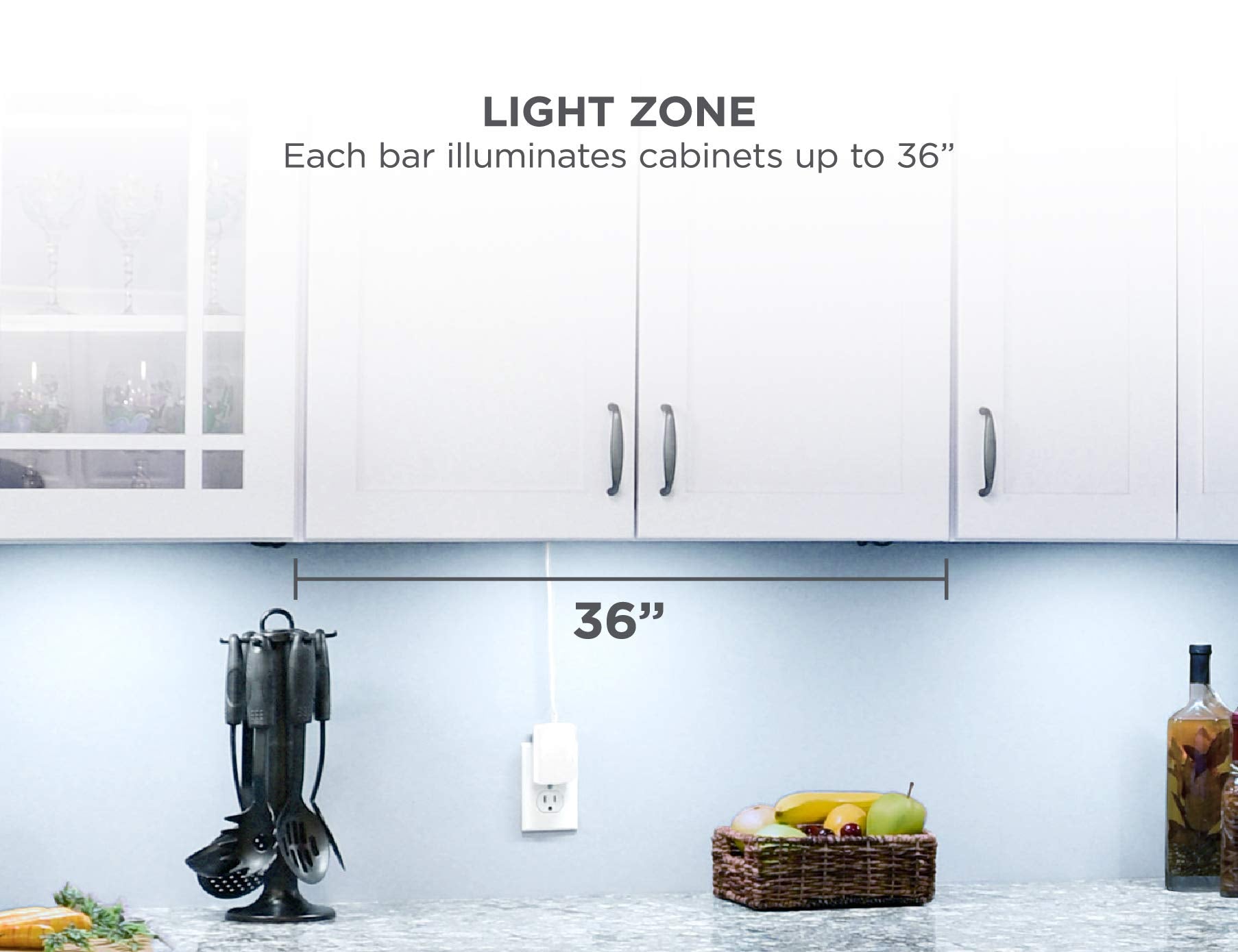 BLACK+DECKER LEDUC9-1C LED Under Cabinet Light Bar with Motion Sensor, Dimmable Kitchen Accent Lights, Tool-Free Install, Cool W