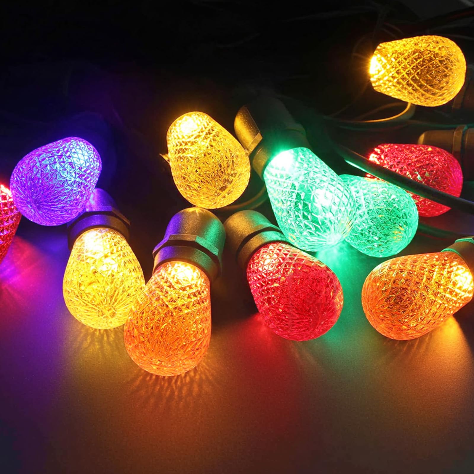 Brimax S14 Led Colored Light Bulbs With Faceted Surface Outdoor Indoor String Light Replacement Bulbs Plastic Shatterproof  E26 Base  For Christmas Halloween Party And Holiday Decor 15 Pack