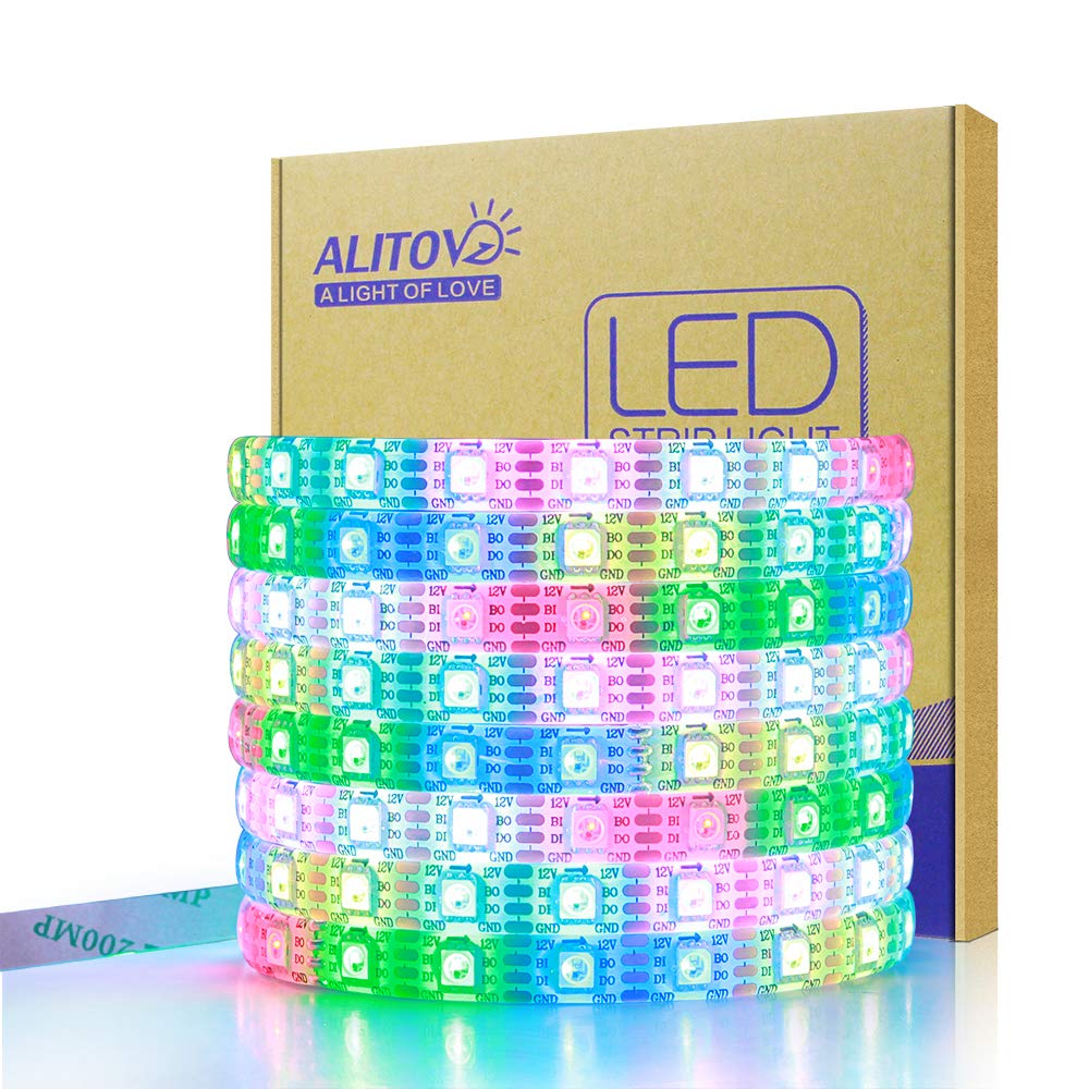 Alitove Ws2812B 12V Led Strip Light Ws2815 Addressable Rgb Led Light Strip 12V Ws2813 Programmable Dream Color Digital Led Pixel